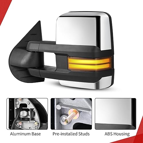 Miniatura 6 de YITAMOTOR Espejos de remolque compatibles con Avalanche Silverado Tahoe Suburban, GMC Sierra Yukon, 2007-2014, telescópica con calefacción,