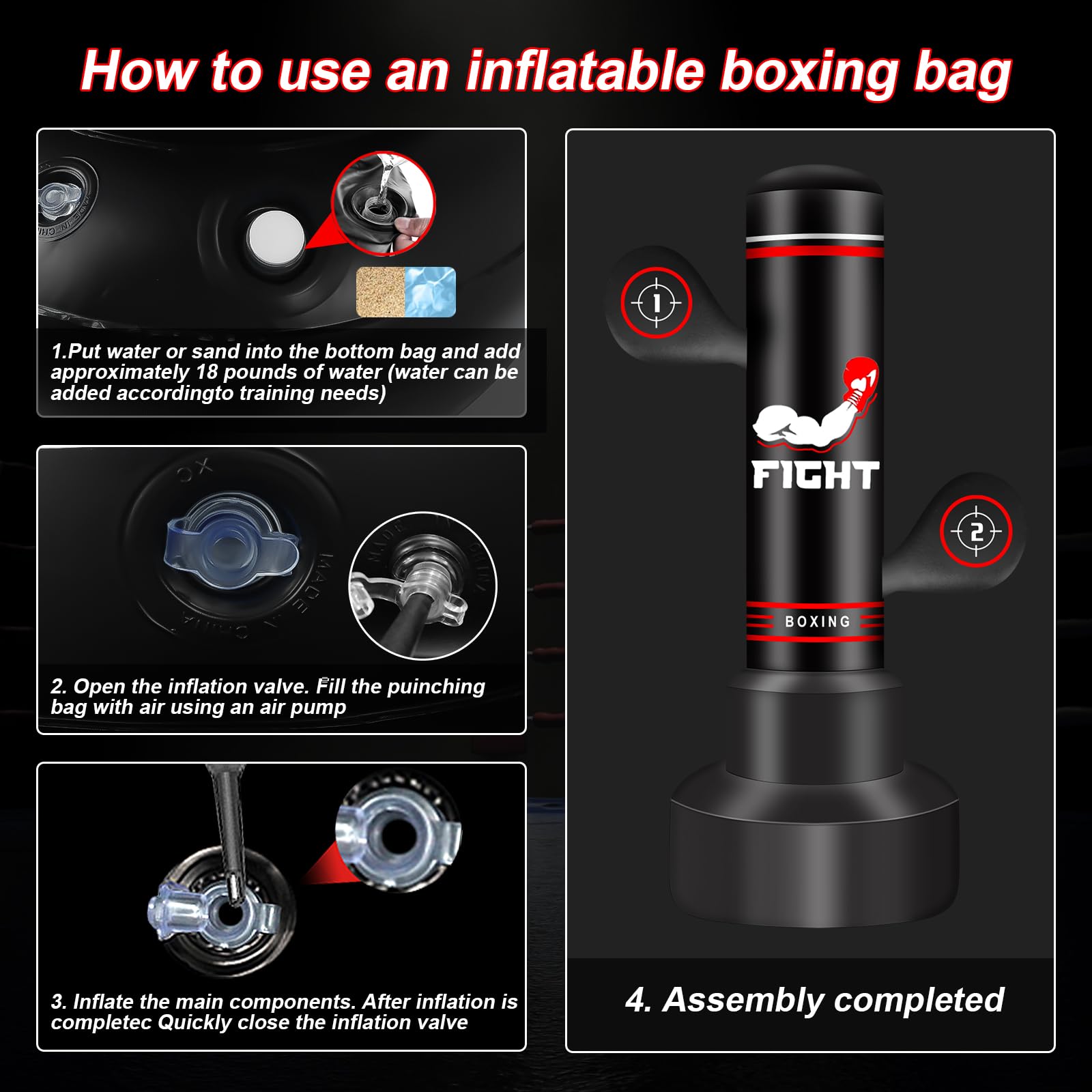 Upgraded Heavy Freestanding Punching Bag for Adults Teens, 70” Standing Punching Bag Kicking Bag Heavy Bag, Women Men Kickboxing Bags for Training MMA Fitness Home Gym