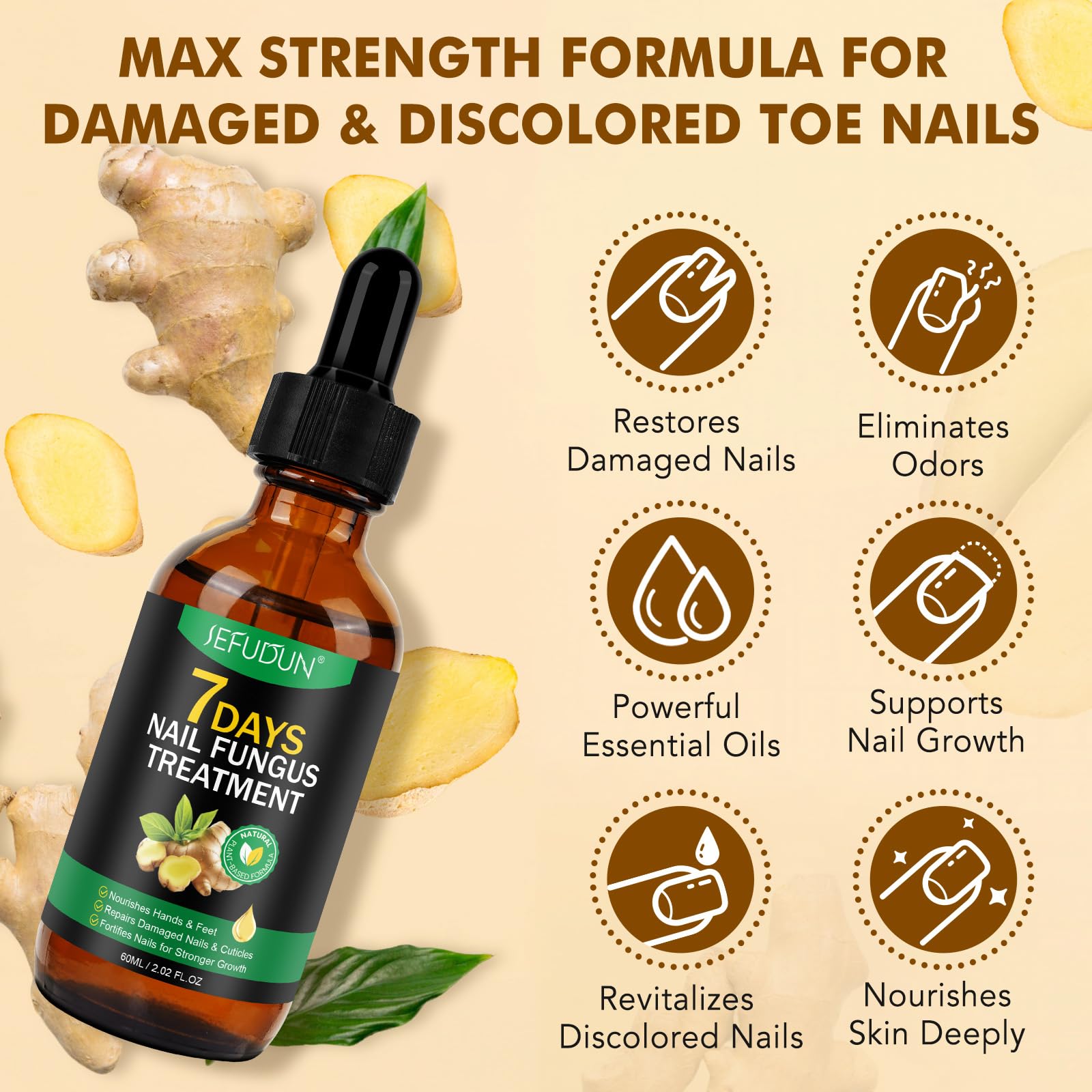 Ginger Nail Treatment & Nail Growth Strengthener Serum, Ginger-Infused Nail Repair Oil for Anti-Fungal Care - Image 4