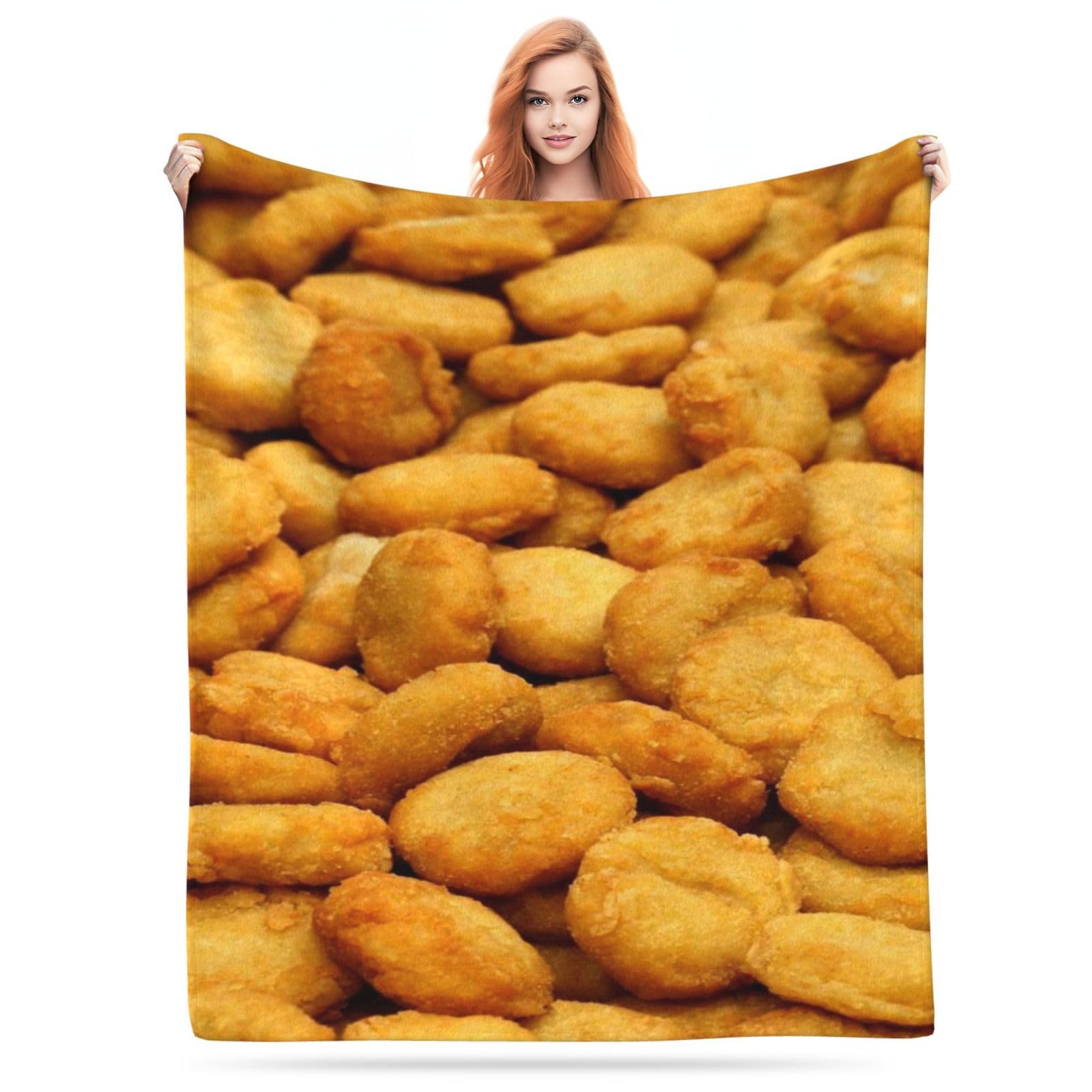 Chicken Nuggets Funny Food Realistic Print Flannel Fleece Blanket Lightweight Cozy Bed Blankets Soft Throw Blanket Fit Couch Sofa for for Home Bedding Living Room Traveling Camping 50 X40