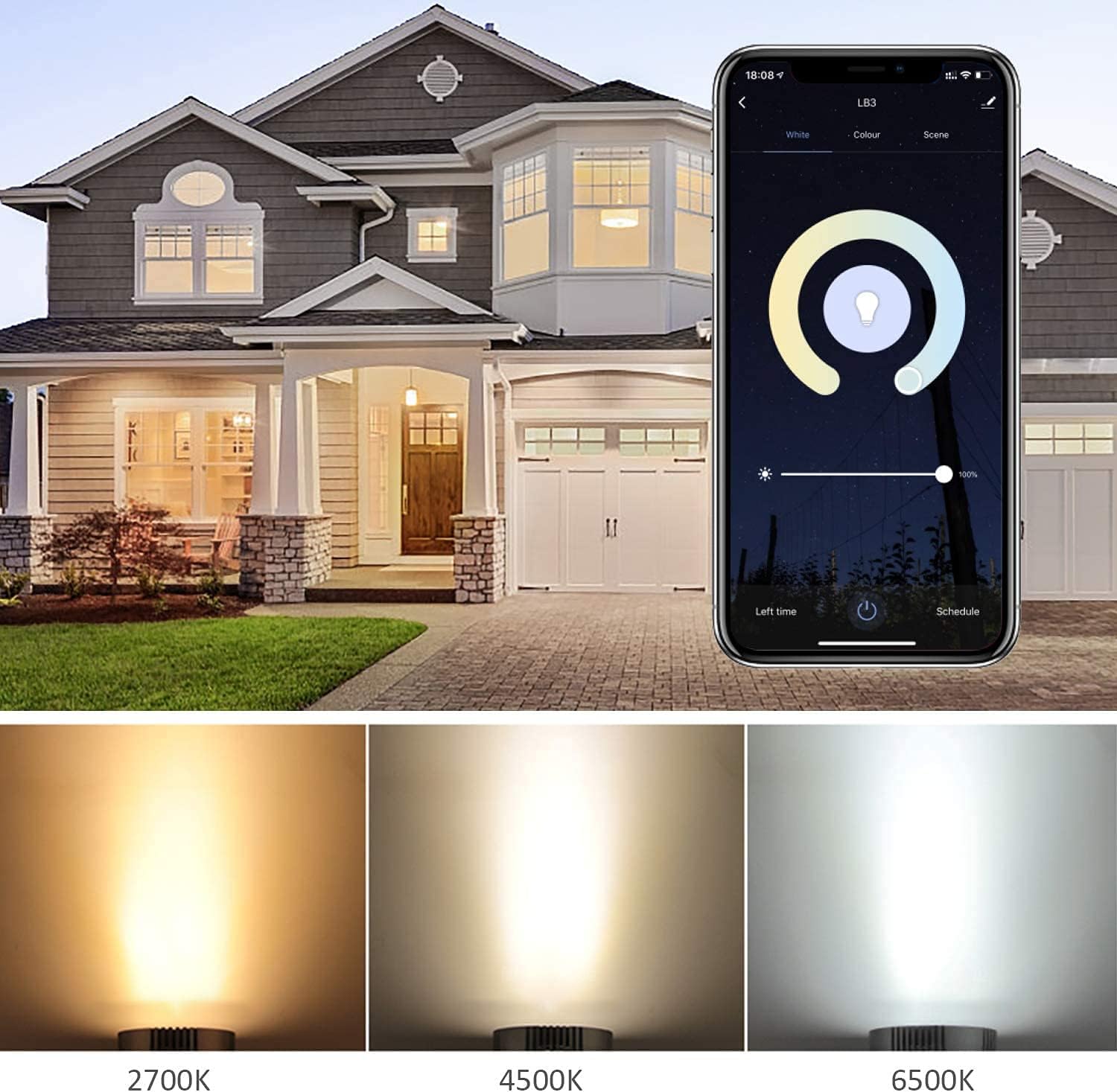 XODO Smart LED Flood Light Bulbs 2 Pack - WiFi, Dimmable, Color Changing, BR30, E26, 11W (75W Equivalent), 900 Lumens, LB1