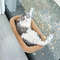 Vista 8 de Zakkart Hamaca plegable para gatos para ventana, sin cable, cama integrada lavable a máquina, marco de metal resistente, percha de ventana