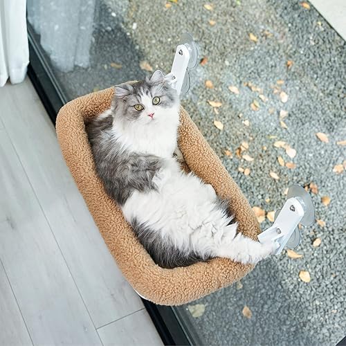 Miniatura 8 de Zakkart Hamaca plegable para gatos para ventana, sin cable, cama integrada lavable a máquina, marco de metal resistente, percha de ventana para