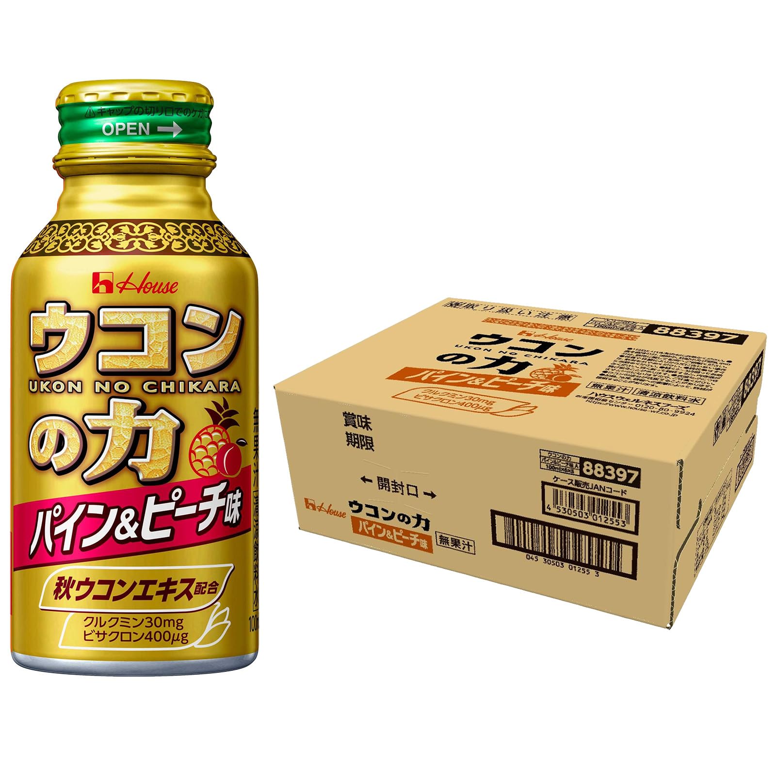 Amazon | ハウスウェルネスフーズ ウコンの力 パイン&ピーチ味 100ml