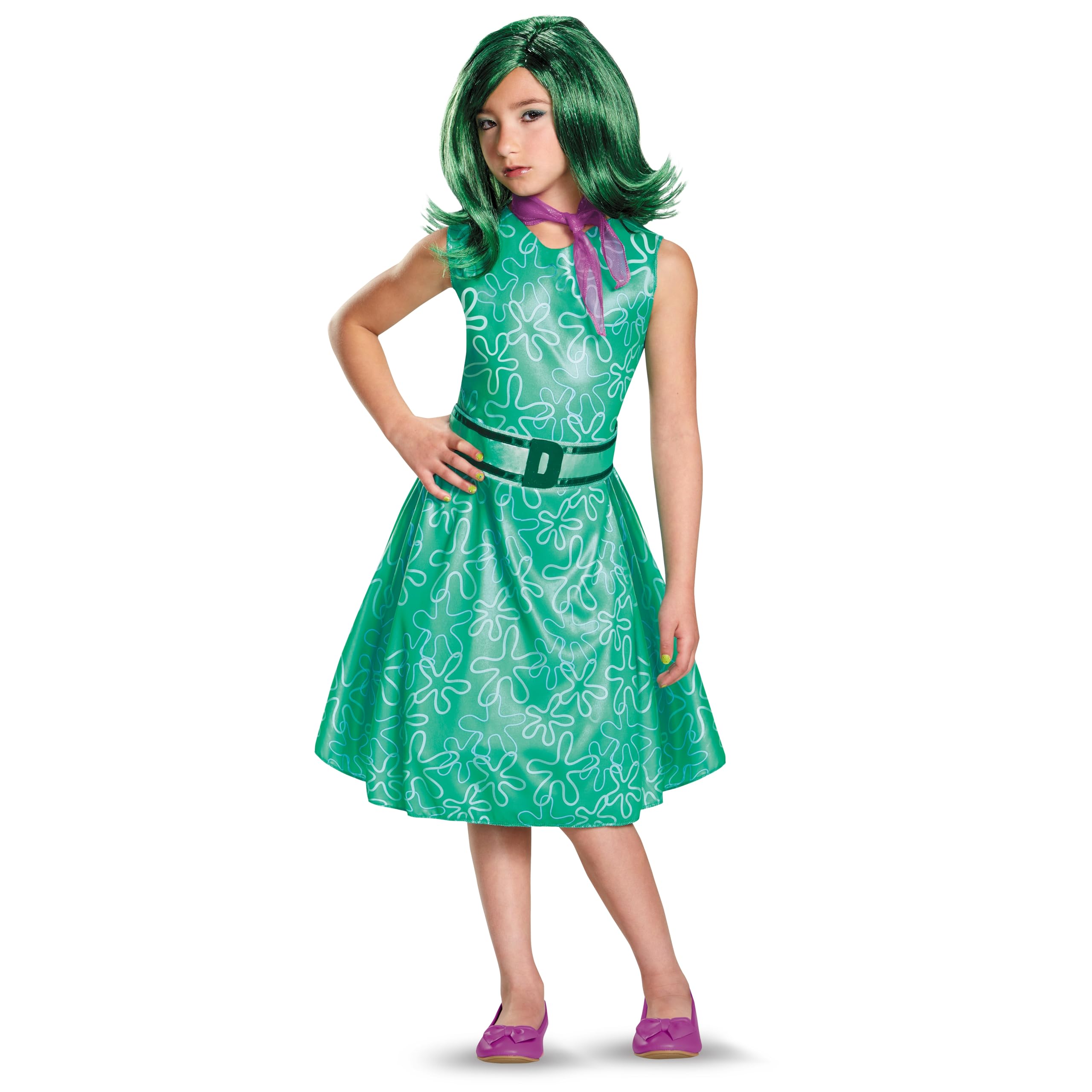 Disguise Girls Inside Out Disgust Costume for Kids, Official Disney Pixar Inside Out Classic Girls Costume
