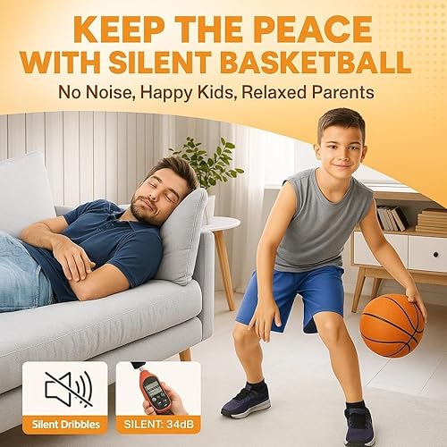 Miniatura 2 de Baloncesto silencioso tamaño 7 (29.5 pulgadas), pelota de espuma, regate silencioso dentro de casa, entrenamiento suave sin ruido para casa, sin