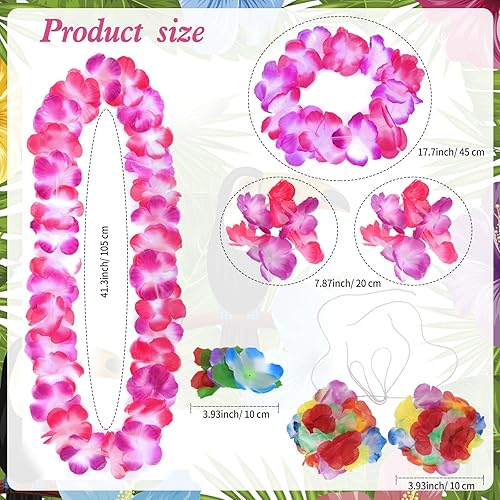 Miniatura 2 de PHOGARY Kit de disfraz de falda hula para fiesta tropical de Hawaii Luau, hula bailando con parte superior de bikini de flores, 23.6 pulgadas