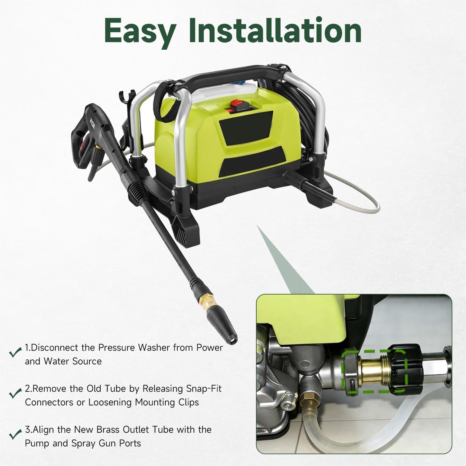 AIYOYOLIFE Pressure Washer Outlet Tube Assembly Pump Outlet Tube Compatible with Ryobi RY141600 Pressure Washer Replace#: 308862007