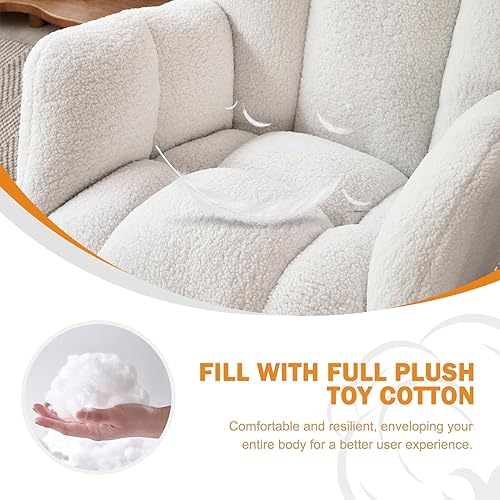 Miniatura 21 de Kiztir Mecedora para guardería, respaldo alto, deslizador de peluche, tapizado, reclinable, moderna mecedora para dormitorio, sala de estar,