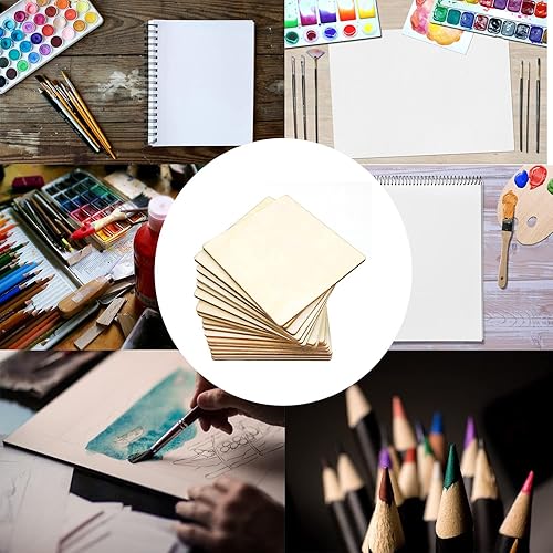 Miniatura 5 de 20 piezas de madera sin terminar, 4 x 4 pulgadas, cuadrados de madera natural en blanco para manualidades, pintura, azulejos de scrabble, posavasos,