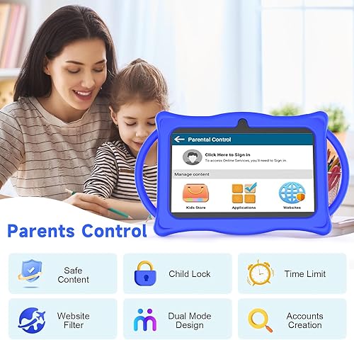 Miniatura 3 de BYANDBY Tableta para Niños, Tableta Android 14 de 7 Pulgadas para Niños, 8GB+32GB ROM+1TB Expansión Quad-Core para Niños Pequeños con Funda a Prueba