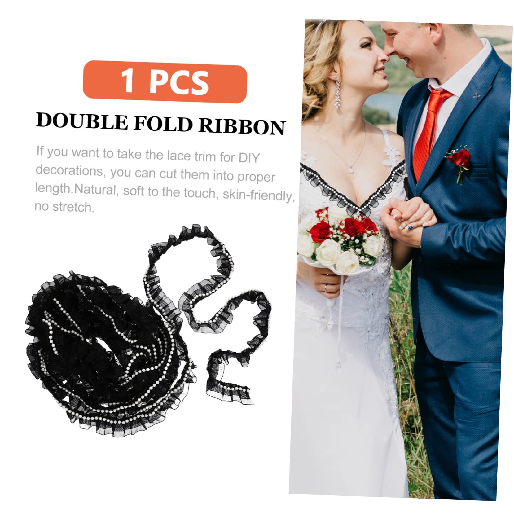 1pieza Trim De Encaje De Perlas De Doble Para Materiales Para Vestidos De Novia y Decoración De Eventos Yardas