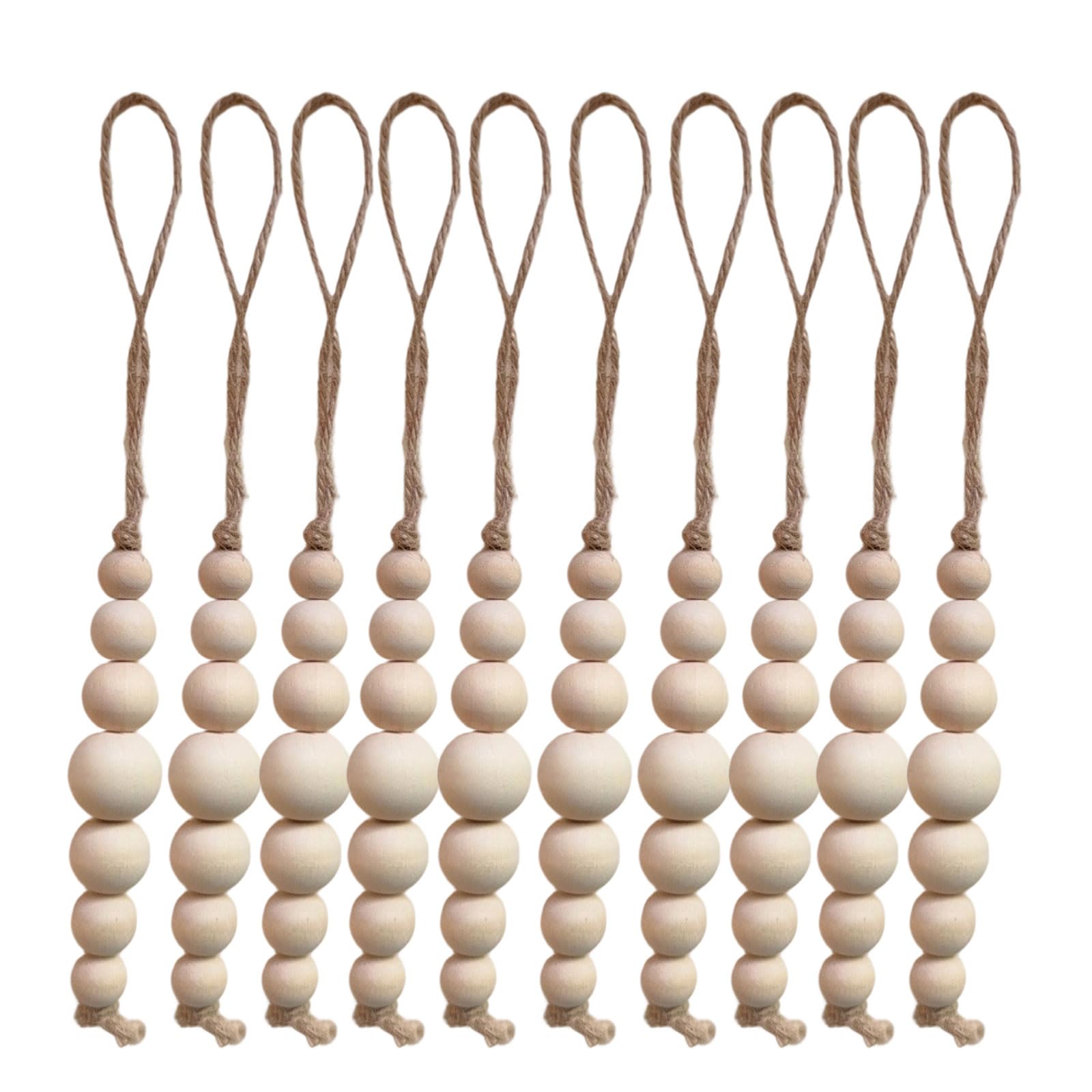 hogtnd 10 Pieces Wooden Beads Christmas Ornaments with Rope for Indoor Outdoor Christmas Decoration Bead Decoration