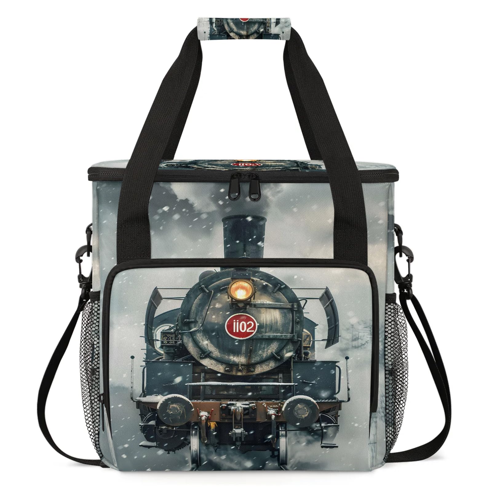 Adornori Steam Train Travel Coffee Maker Carrying Bag, Large Organizer Storage Tote Bag Insulated Reusable Cooler Grocery Bags