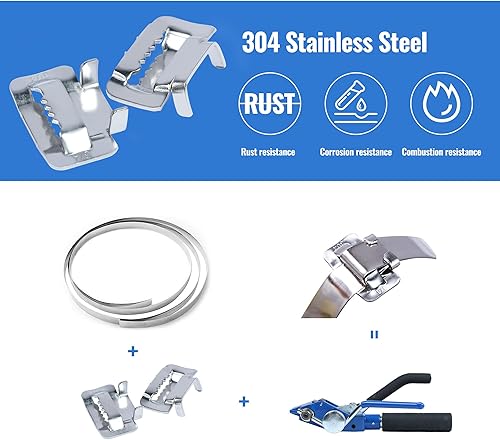 Miniatura 2 de U.S. Solid 100pcs 304 Acero Inoxidable Oreja-Lokt Hebilla Metal Bandas Clips 3/4 "Ancho Espesor Sello Tubo Abrazadera Clip de Bandas