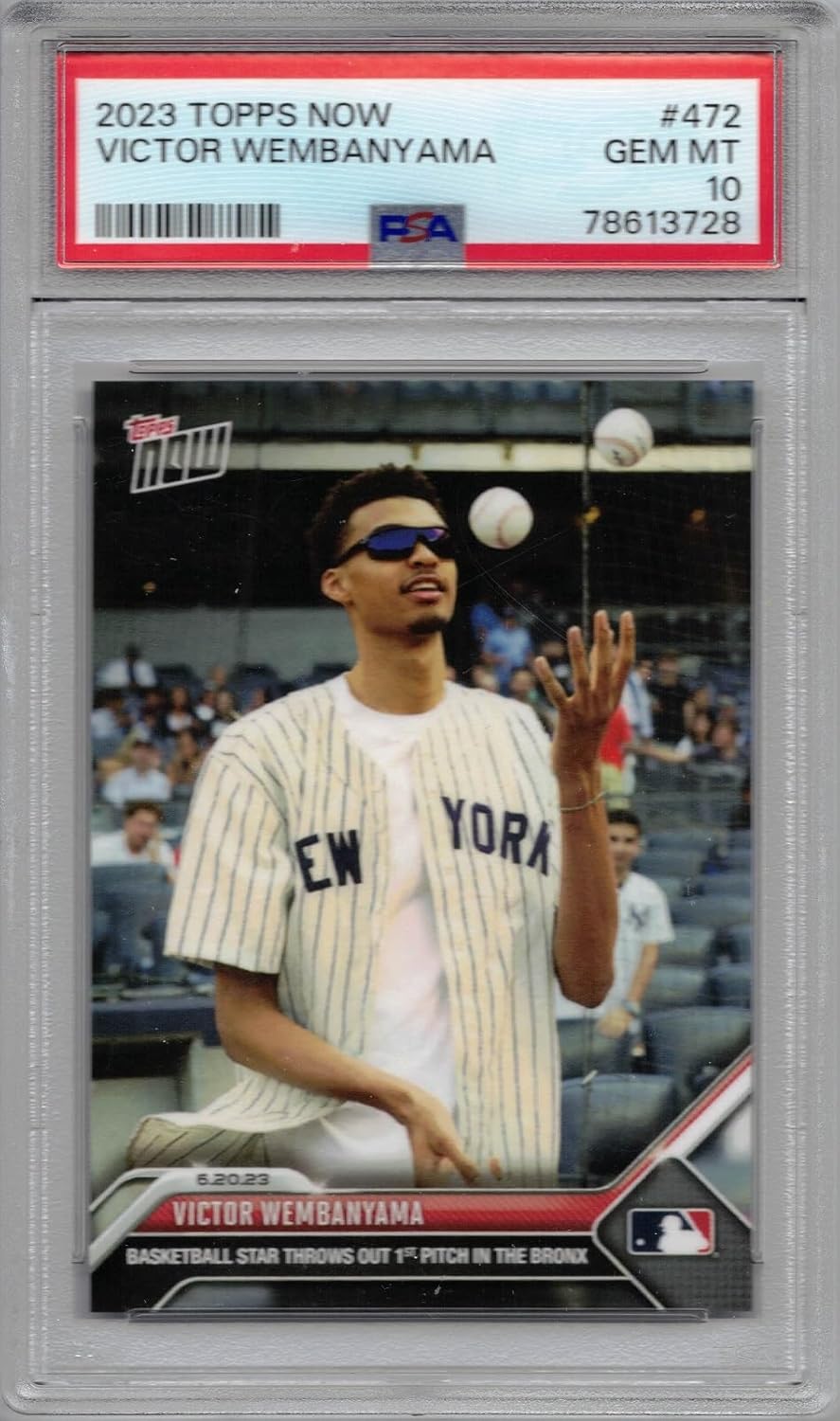 2023 Topps Now Baseball #472 Victor Wembanyama Pre-Rookie Card Yankees Graded PSA 10 Gem Mint