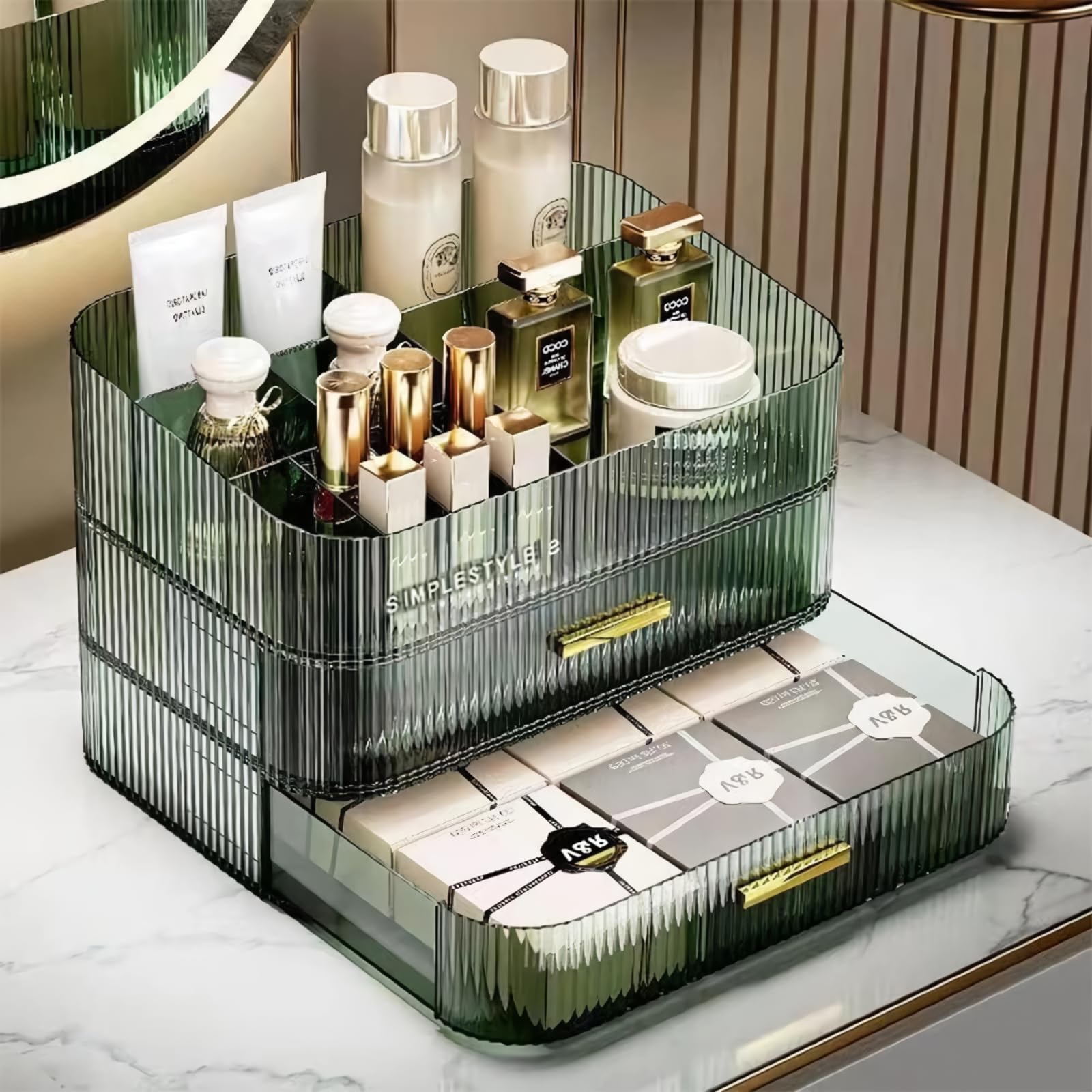 Stackable Makeup Organizer with Drawers, Multipurpose Cosmetic Storage