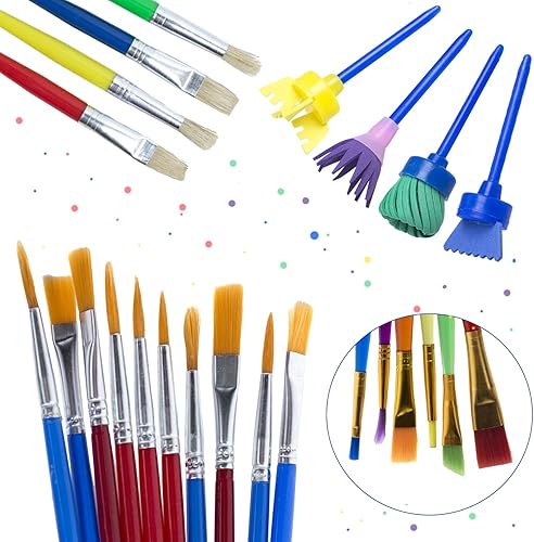 Miniatura 5 de Juego de 34 vasos de pintura antiderrames, incluye tazas de pintura con tapas, bandeja de paleta de varios tamaños, juego de pinceles para