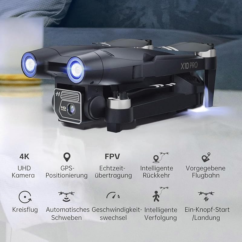 CHUBORY X10 PRO GPS Drón 4K UHD Kamerával, 90 Perc Repülési Idő, 1000m Hatótáv, Automatikus Visszatérés, Követő Mód, Kefe Nélküli Motor