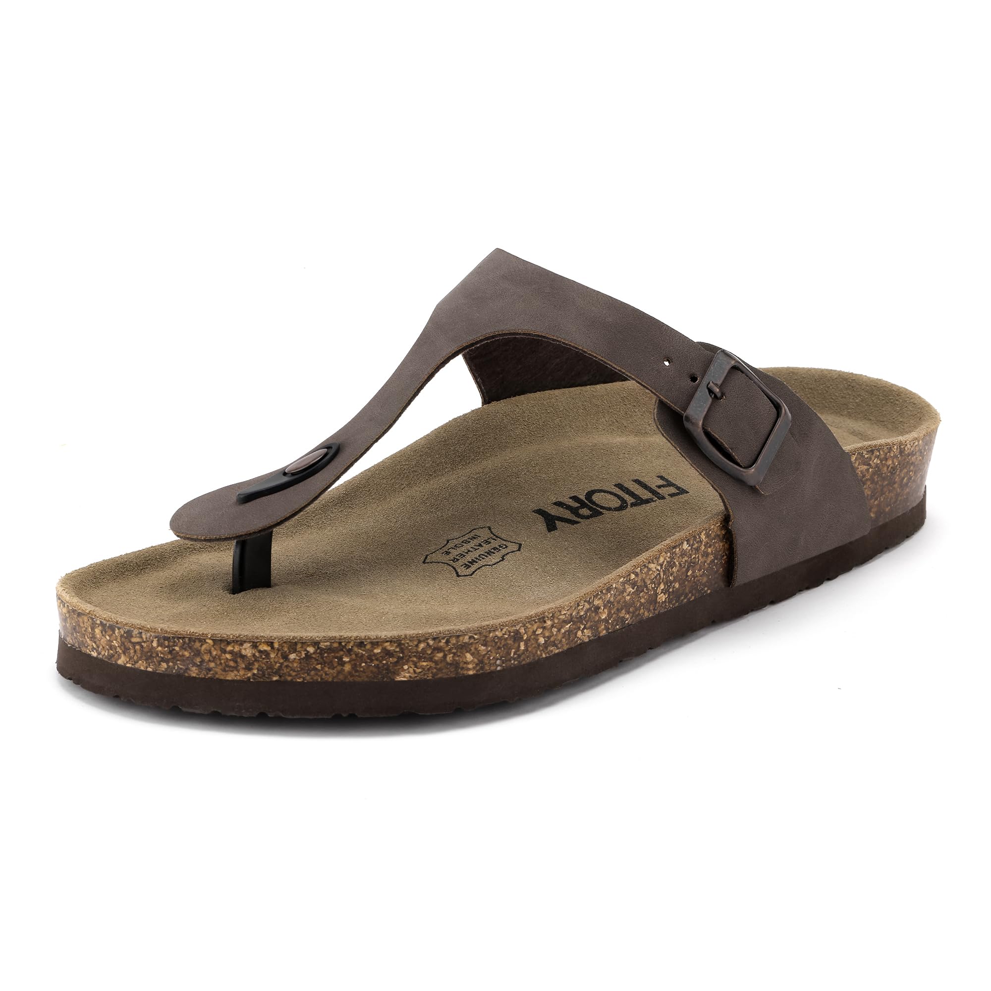 FITORY Mens Cork Thong Slides Sandal with Adjustable Buckle Straps Size 7-13.5