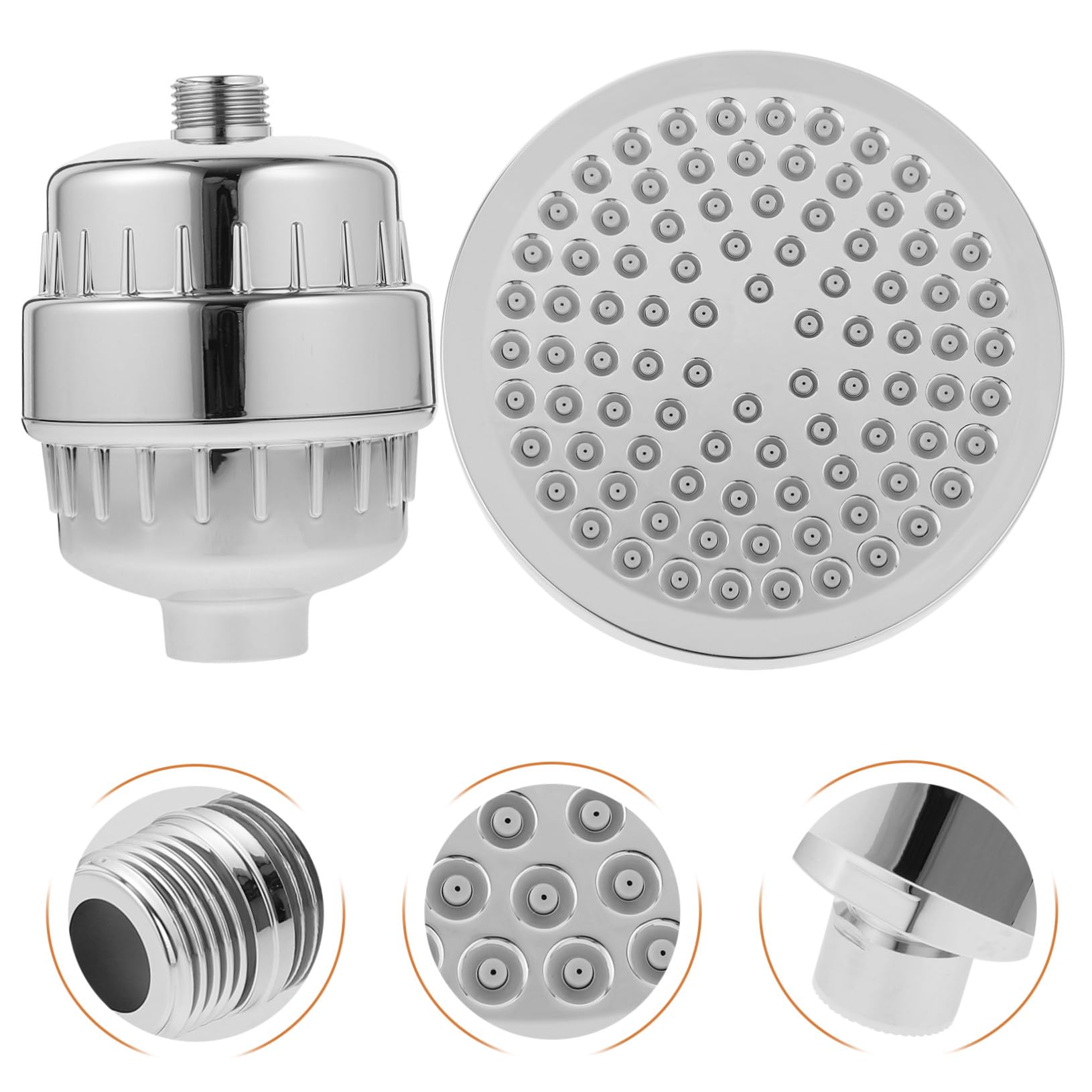 Toyvian Filtro de Ducha para Agua Dura de 6 Pulgadas 15 Niveles | Cabezal Superior Giratorio 360°, Abs y Algodón, Plata, Múltiples Capas de Filtración