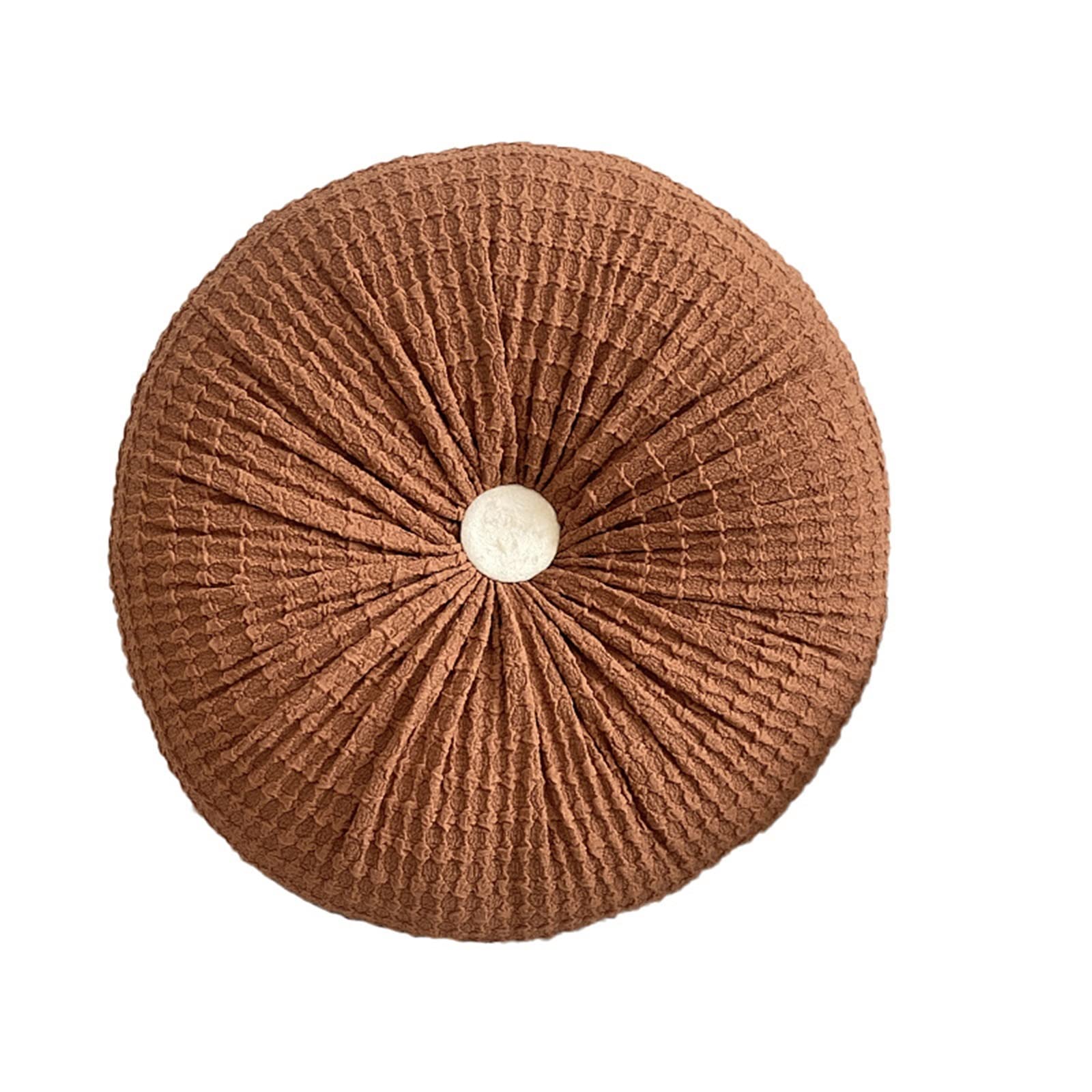 JINGYAN Chair Pads Unique Round Pouf Floor Mat Filled With Hand-made Pleat Dining Chair Bay Window Soft Seat Pillow(Brown)