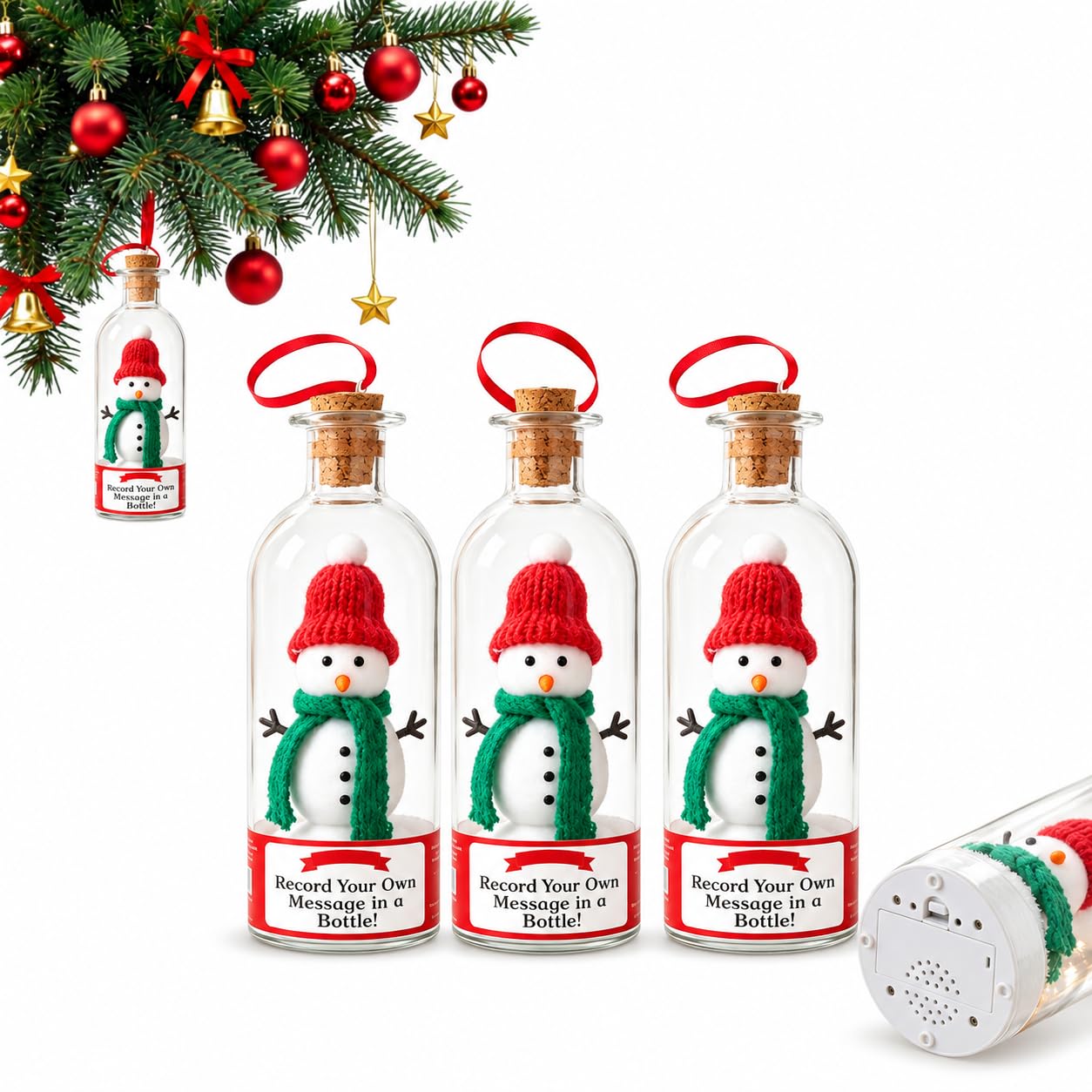 Voice Recording Christmas Ornament, Bottle Message Tree Decor