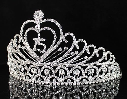 Miniatura 5 de Janefashions Quinceañera Sweet 15 Quinceañeras - Corona de tiara austriaca con diamantes de imitación blancos transparentes con peines para el