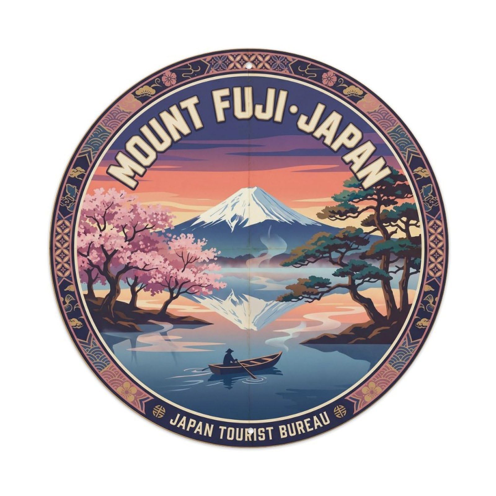 Mount Fuji Motosu Lake Mist Reflection Onsen Travel Metal Tin Sign
