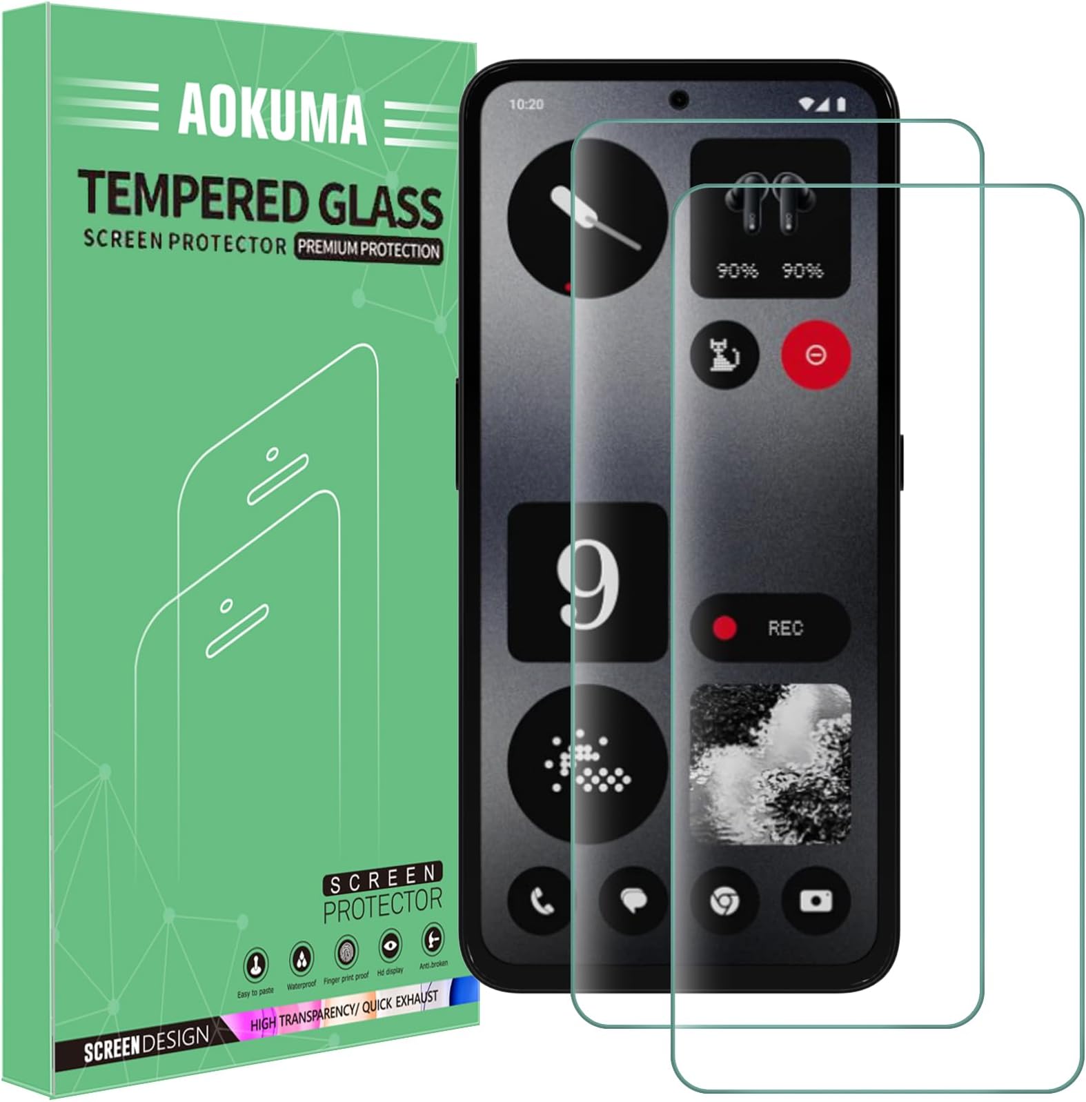 AOKUMA Tempered Glass for Nothing CMF Phone 1 Screen Protector, [2 Pack] Premium Quality Guard Film, Case Friendly, Shatterproof, Shockproof, Scratchproof, Oilproof