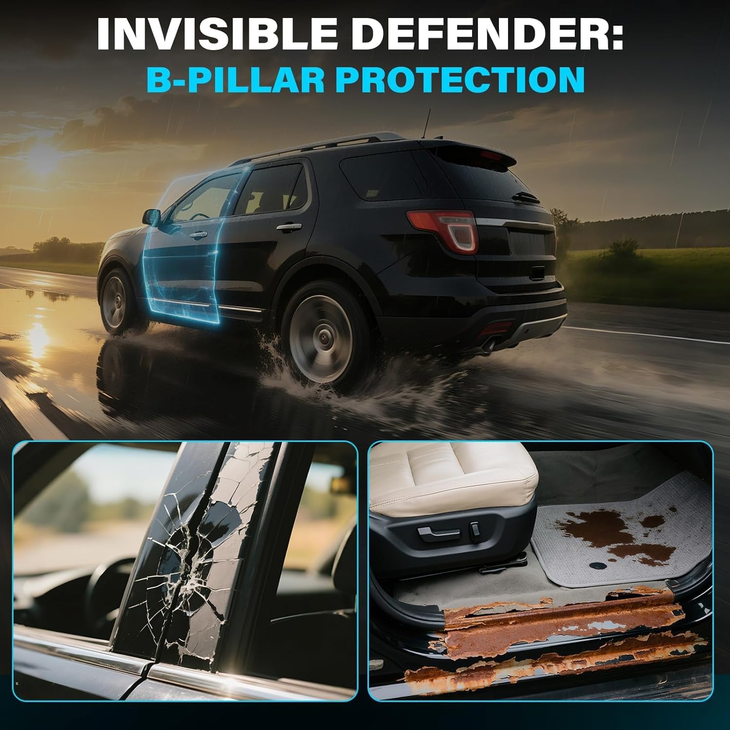 2-Pack B Pillar Front Windshield window door Trim Moldings for 2011-2016 Ford Explorer 4-Door - Direct Fit OEM 926-448 926-449, Driver & Passenger Side, Black