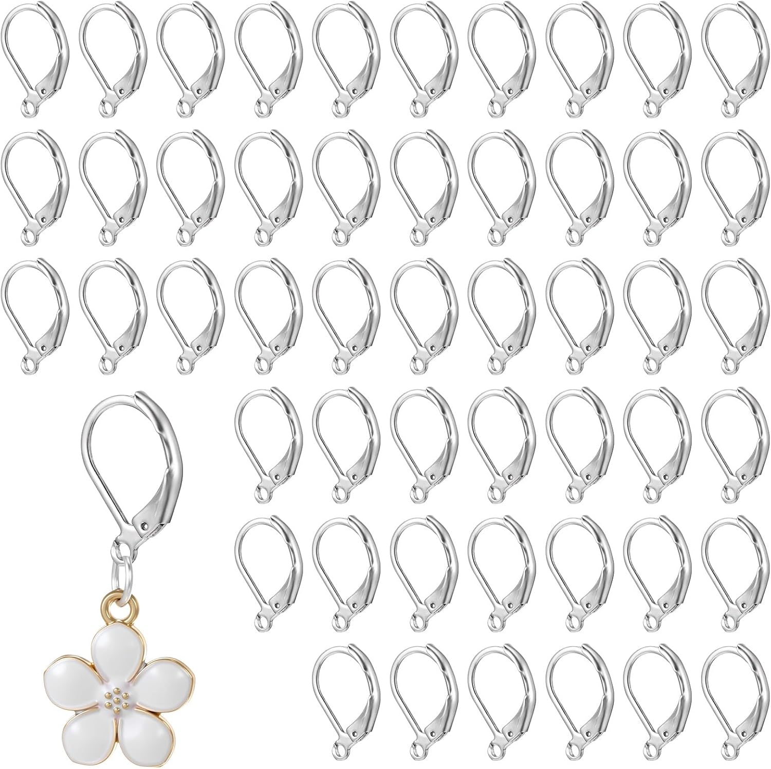 50PCS Leverback Earring Hooks for Jewelry Making, Stainless Steel Earring Hooks, French Ear Wires Earrings Clasps for Jewelry Making Kits DIY Dangle Earrings