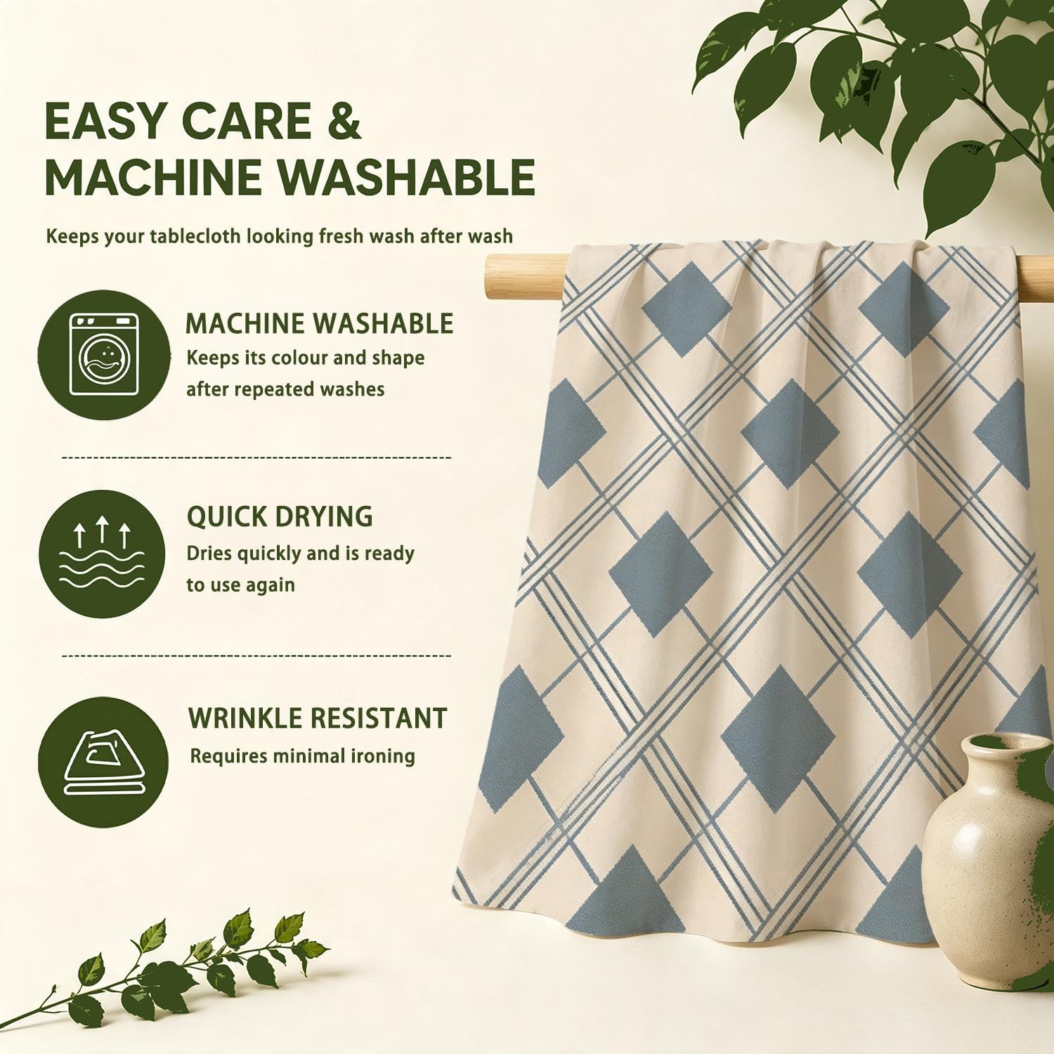 Nappe Losanges Grisé Bleu Rectangulaire Polyester 140 x 260 cm