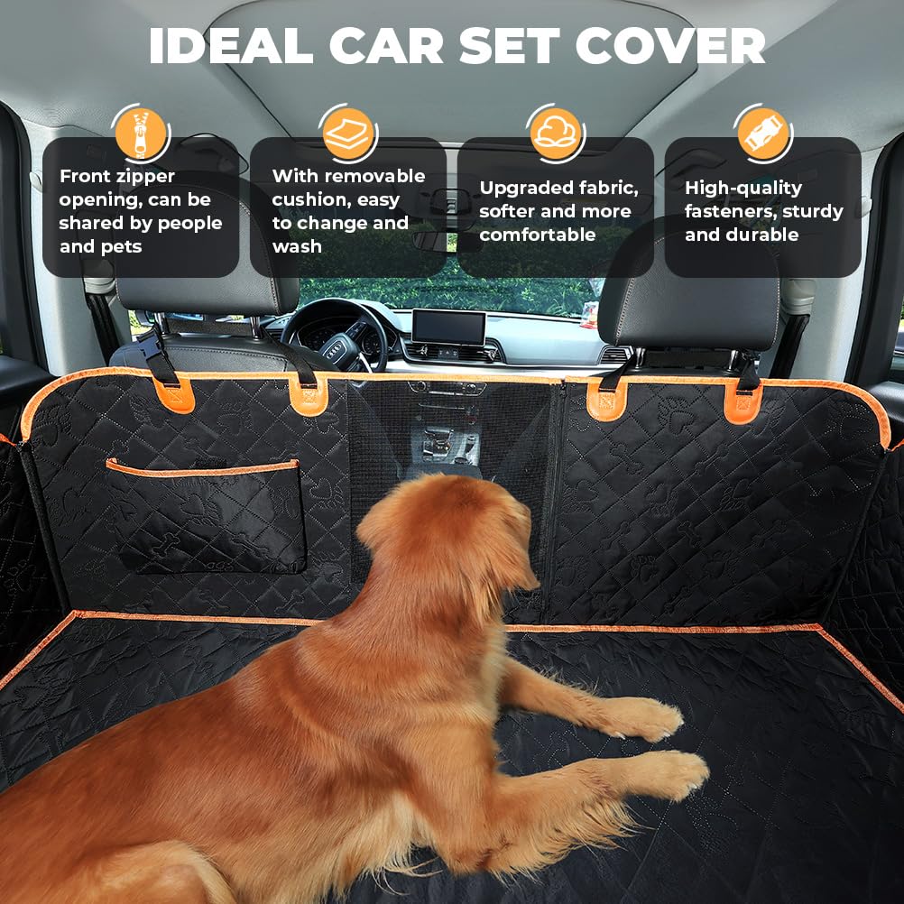 KYG Coprisedile Auto per Cani con Telo Extra Rmovibile Telo Auto per Cani Impermeabile e Resistente Telo Cane Auto Sedili Posteriori con Finestra in Rete, Facile da Pulire, Antiscivolo e Antigraffio