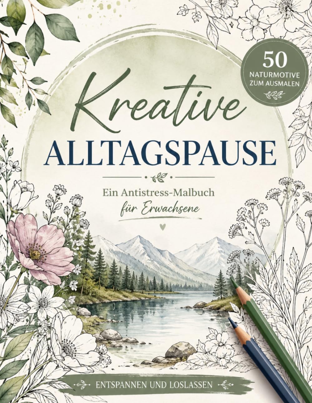 Kreative Alltagspause - Ein Antistress-Malbuch für Erwachsene: 50 Naturmotive zum Ausmalen, Entspannen und Loslassen