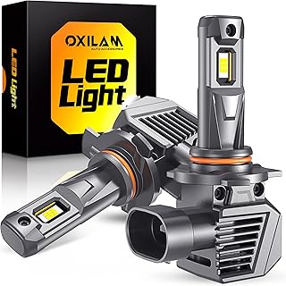 OXILAM Upgraded 9012 LED Headlight Bulb, 120W 22000 Lumens 600% Super Brighter HIR2 LED Headlights, 6500K Cool White Conversion Kit, Halogen Replacement Blubs for Hi Lo Beam, Plug and Play, Pack of 2