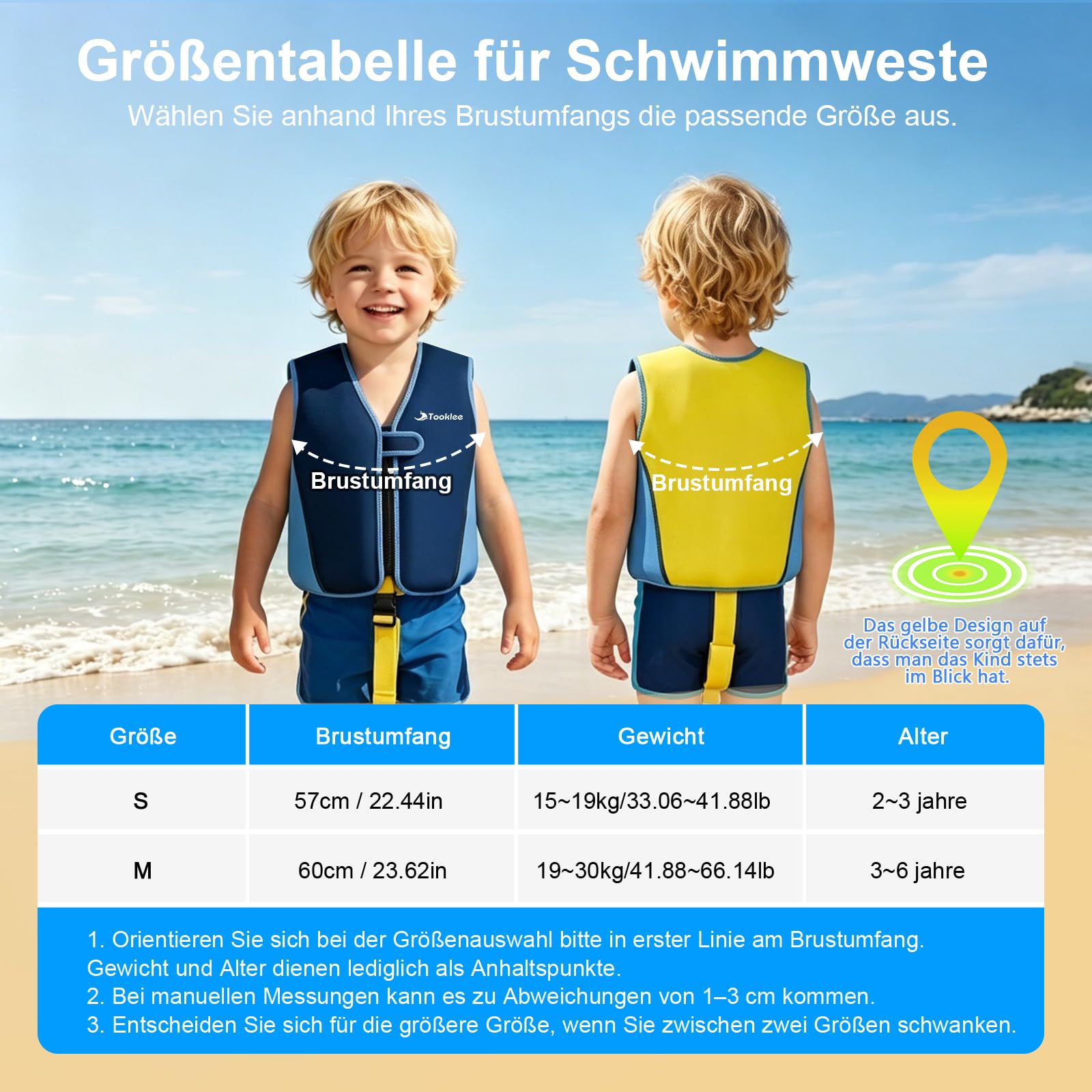 Schwimmweste Kinder TÜV-geprüft, Neopren Schwimmhilfe Kinder, Verstellbar, Leicht und Komfortabel, Unterstützt Schwimmtraining, Schwimmweste Baby ab 1 Jahr für Jungen und Mädchen-01A