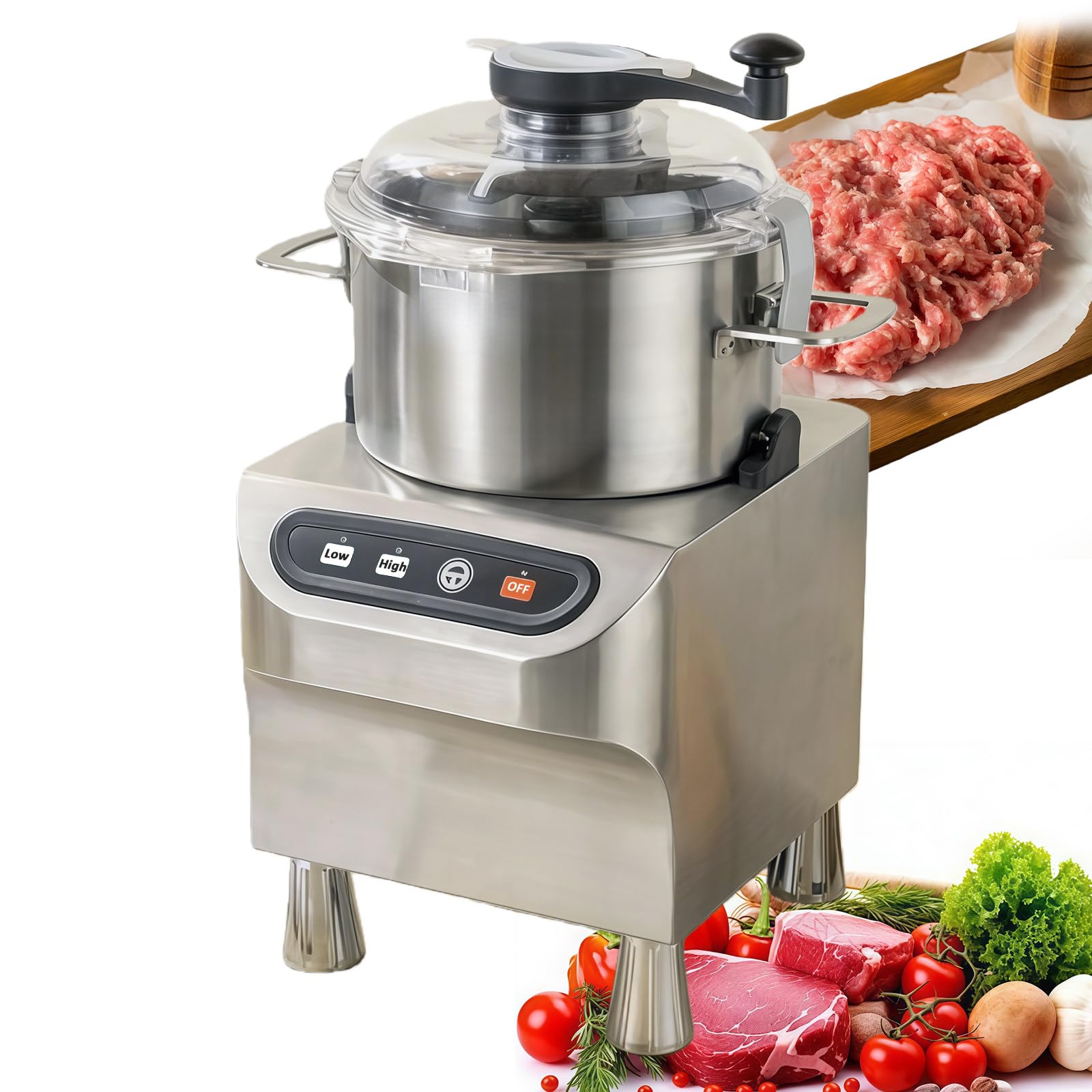 BANGBANGJI Robot culinaire Professionnel, 1500 W, mélangeur à Viande et légumes, Acier Inoxydable de qualité Alimentaire, avec Lame en S et racleur, pour Fruits, légumes, céréales, ail et sauces 5L