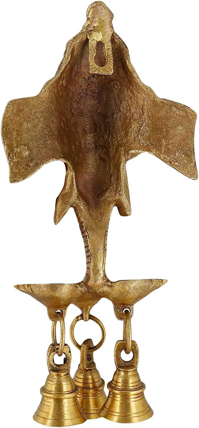 Zap Impex Ganesha Wall Hanging Diya with Bells for Home Decor Brass Hanging Diya Oil Lamp