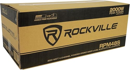Miniatura 8 de Rockville RPM48S 2000W Alimentado Mezclador de 4 Canales/Amplificador Estéreo, Bluetooth, EQ de 3 Bandas, Entradas USB/SD, para DJs y Eventos en Vivo