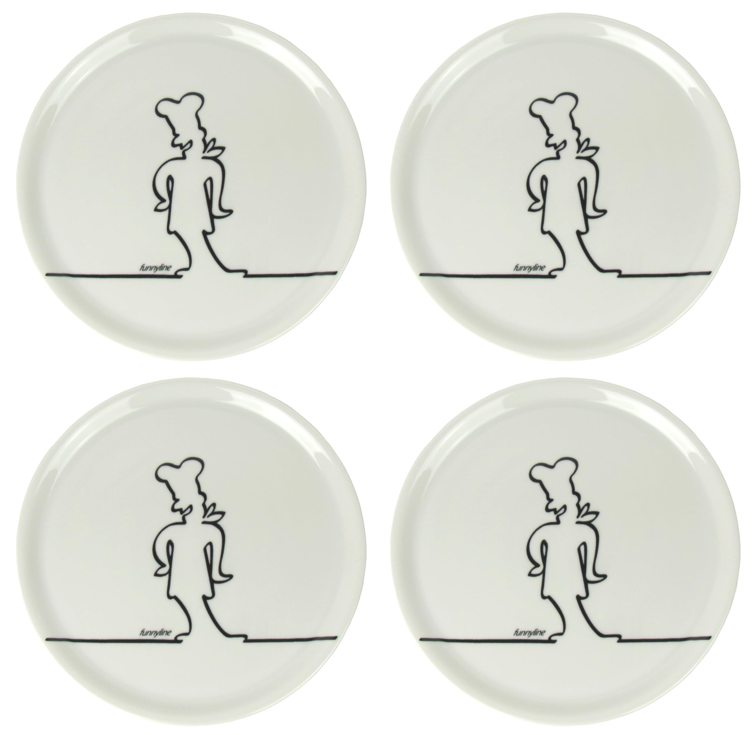 Lentz Platos para pizza de 31 cm de diámetro, de porcelana con divertido diseño de cocina (juego de 4)