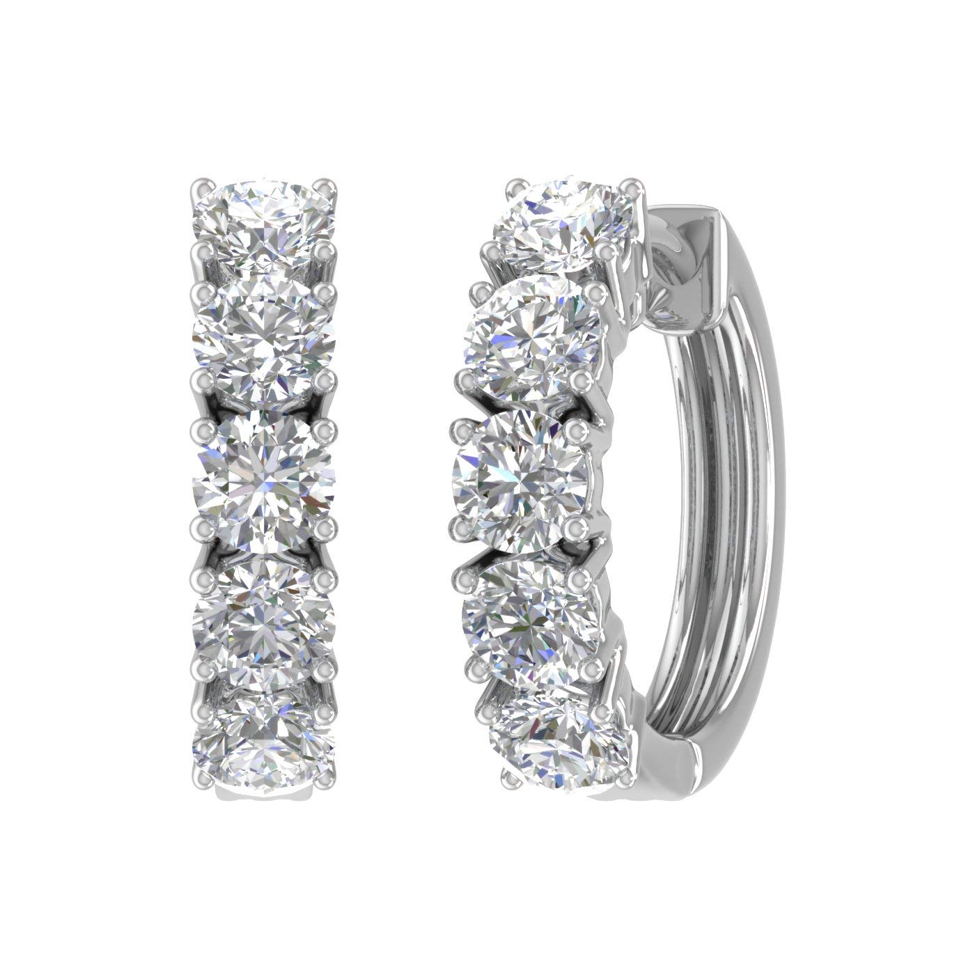 1 Carat to 2 Carat (ctw) Diamond Hoop Earrings in 10K Gold - IGI Certified
