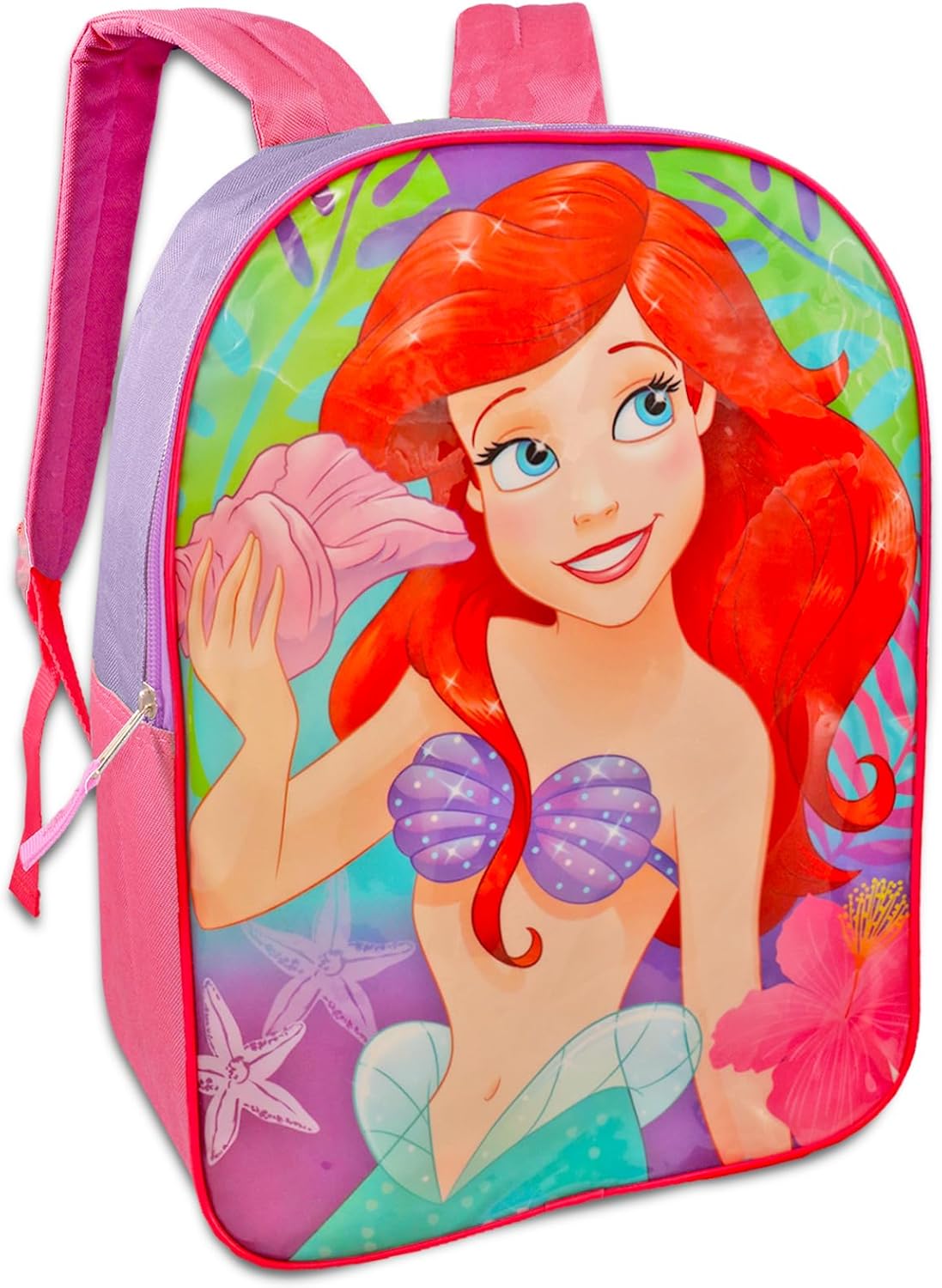 The Little Mermaid Backpack for Kids Set - Bundle with 15" Ariel Backpack, Stickers, Water Pouch, More | Disney The Little Mermaid Backpack for Girls