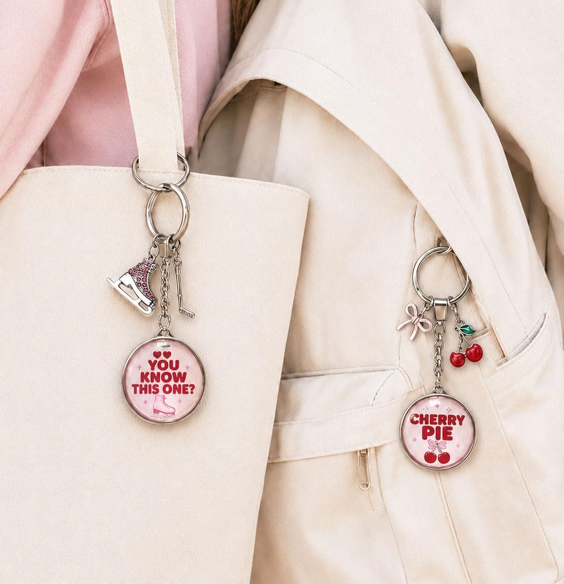 Campus Merch Cherry Pie Keychains, Hockey Romance Bag Charms Set of 2 image 2