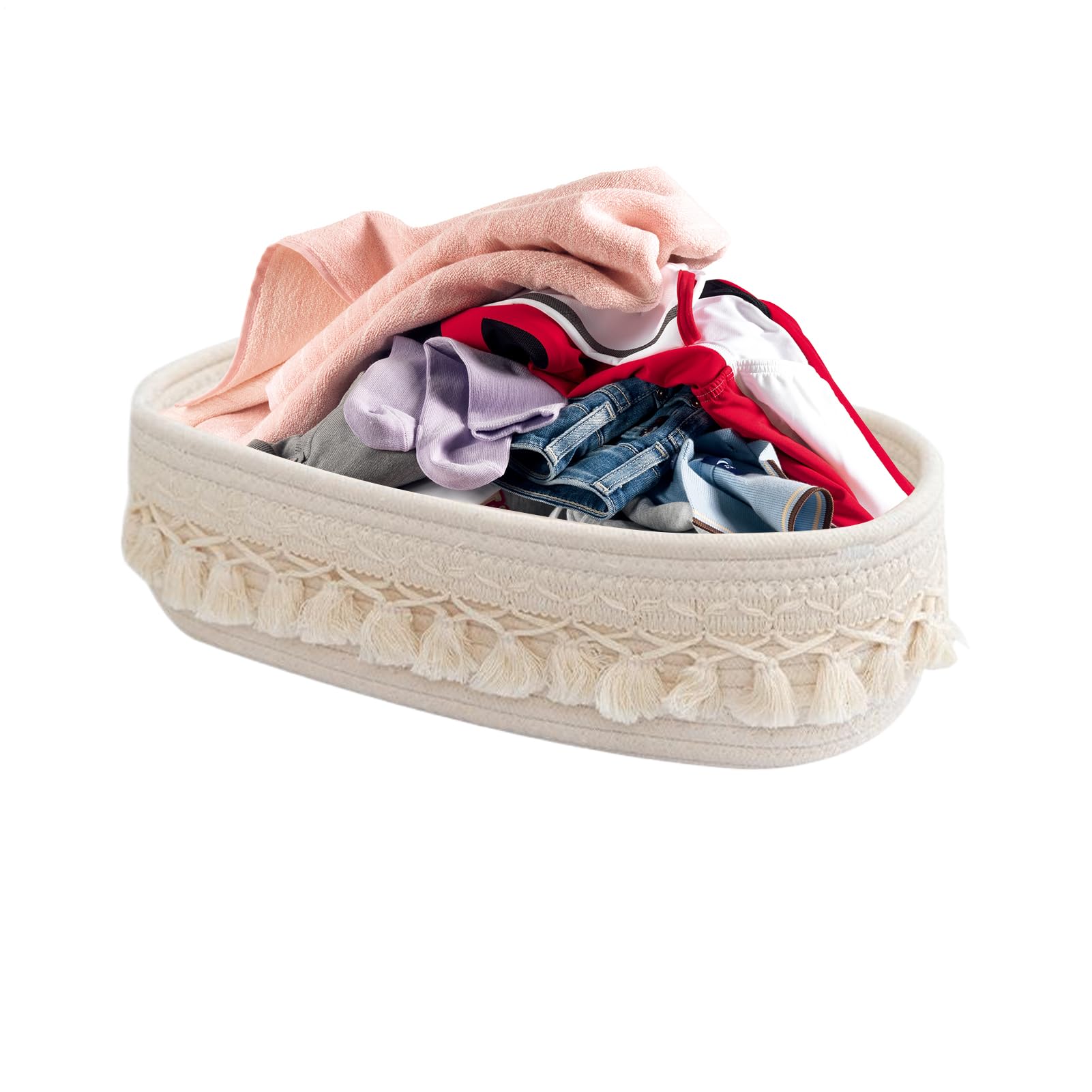 Panier à linge en corde de coton pour ranger les serviettes du bureau au salon
