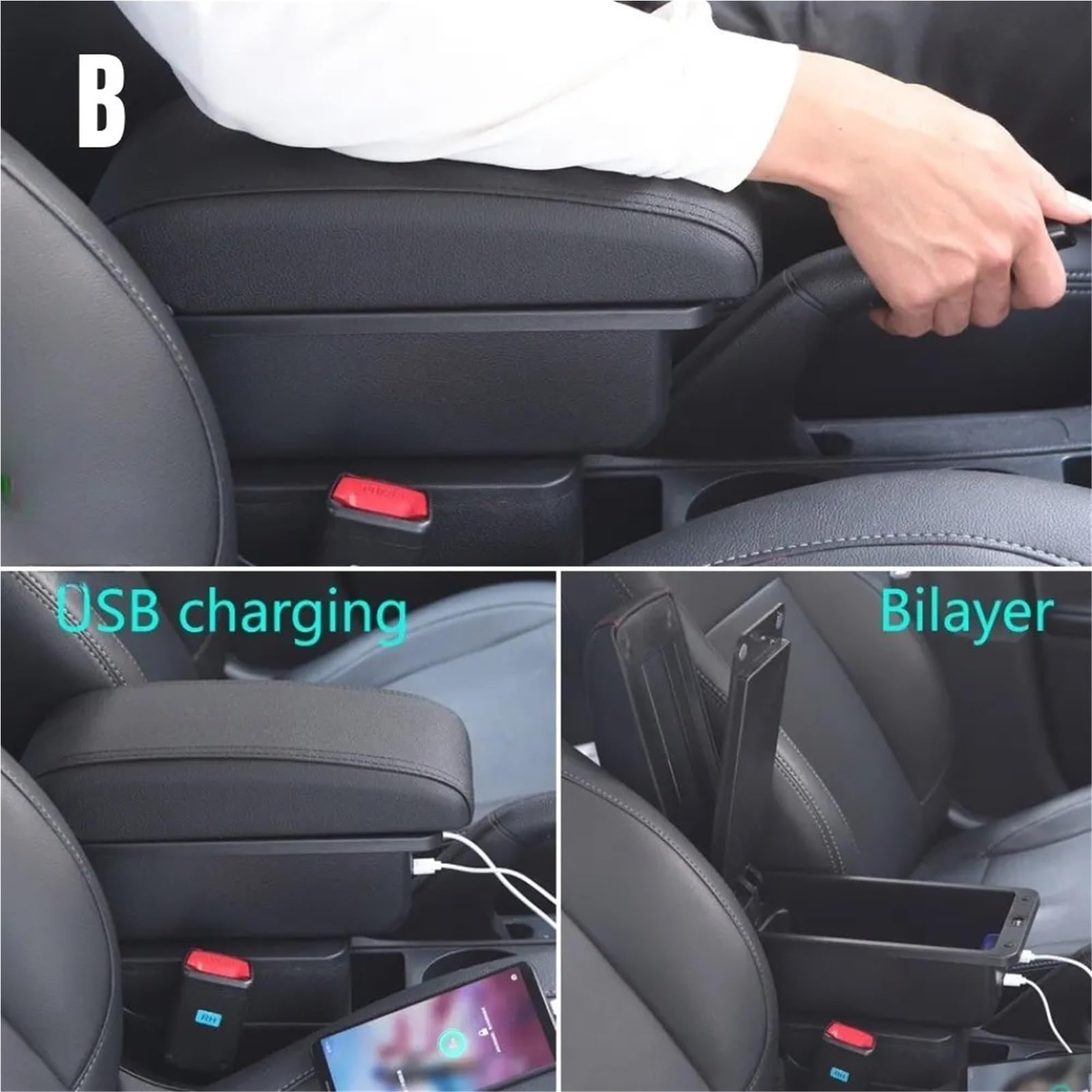 Bandeja de Silicona para Consola Reposabrazos compatible con Opel Corsa, reposabrazos, respaldo, piezas interiores, caja de almacenamiento, piezas de actualización.(A1)