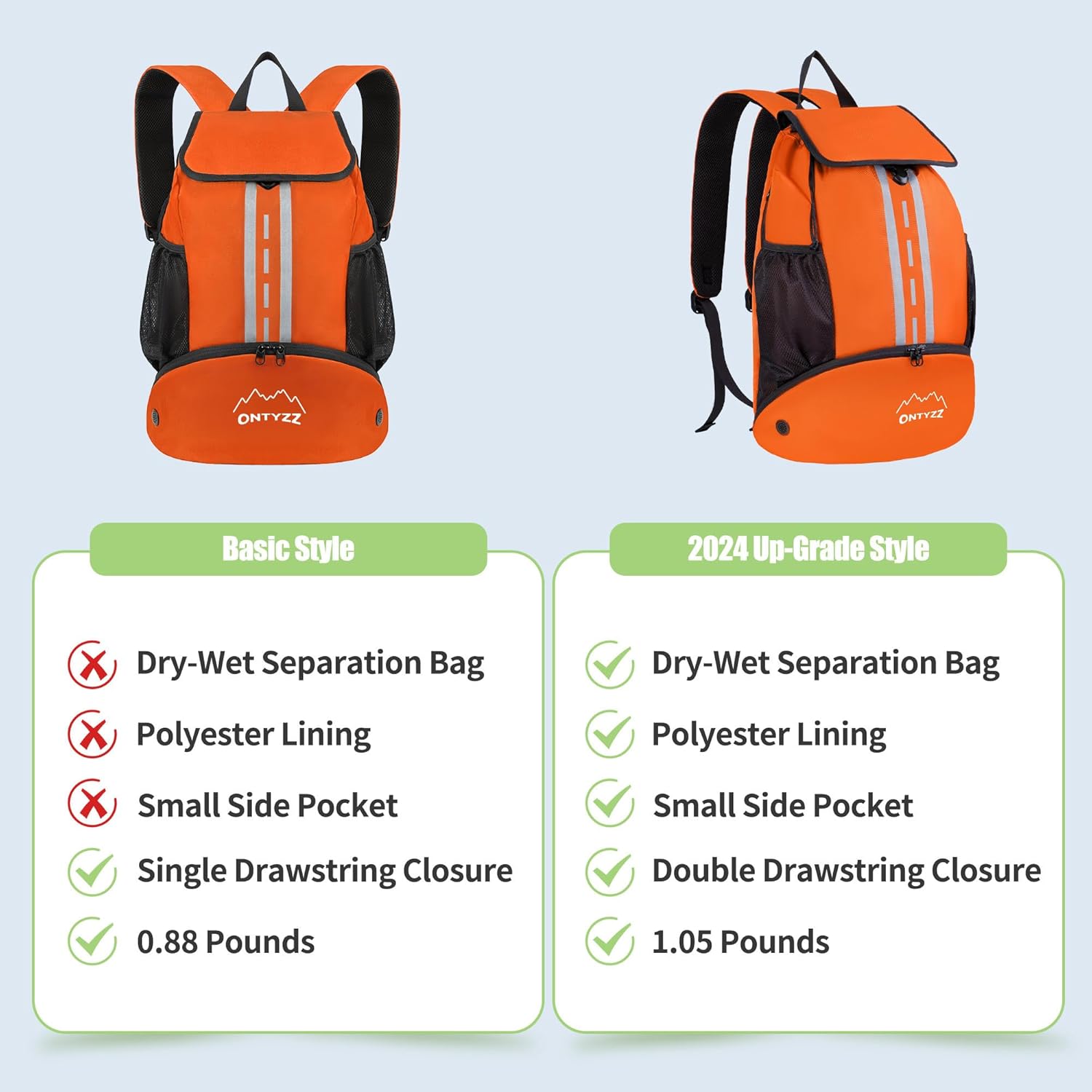 ONTYZZ Sports Backpack with Drawstring Closure Basketball Backpack with Shoe Compartment Swim Beach Bag