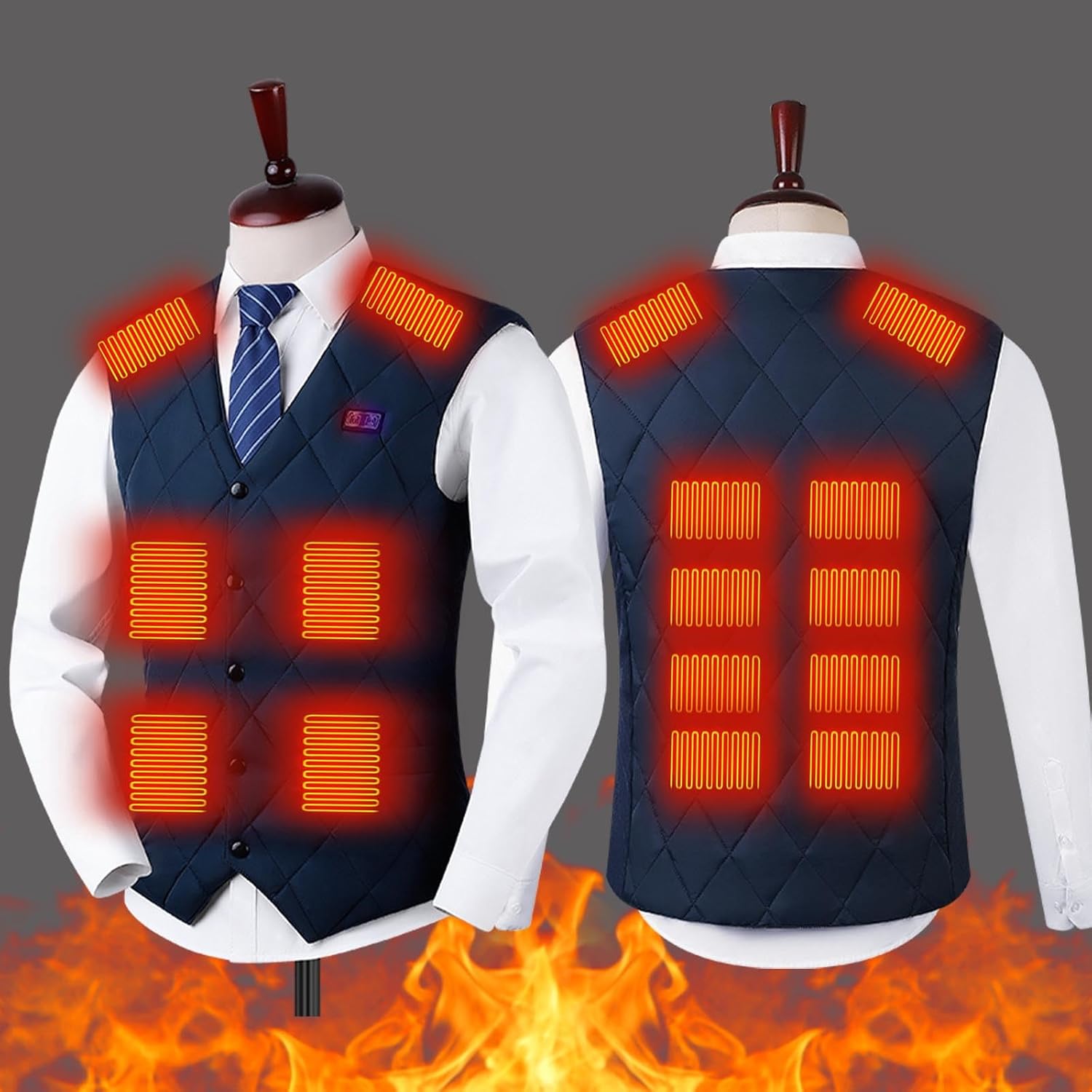 Heated Vest for Men 16 Heating Zones Rechargeable Smart Puffer Vest Lights-Out Design Outdoor Camping Hunting Skiing