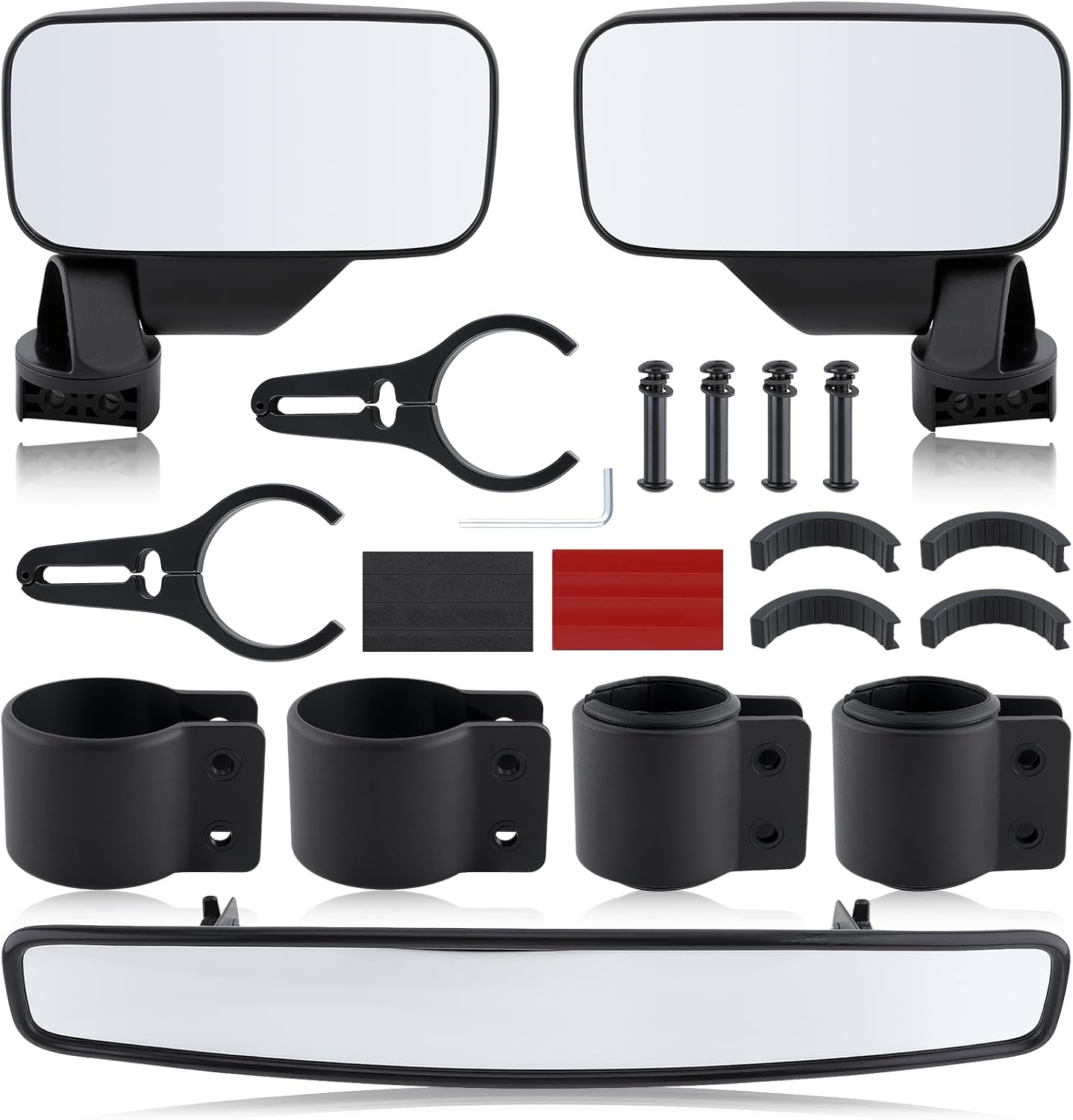 GoaMotors UTV Side Rear View Mirror & Center View Mirror With 1.75" to 2" Roll Bar Cage, Offroad Adjustable Rear View Side Mirrors Fit for Polaris RZR for Pioneer for Yamaha for Kawasaki