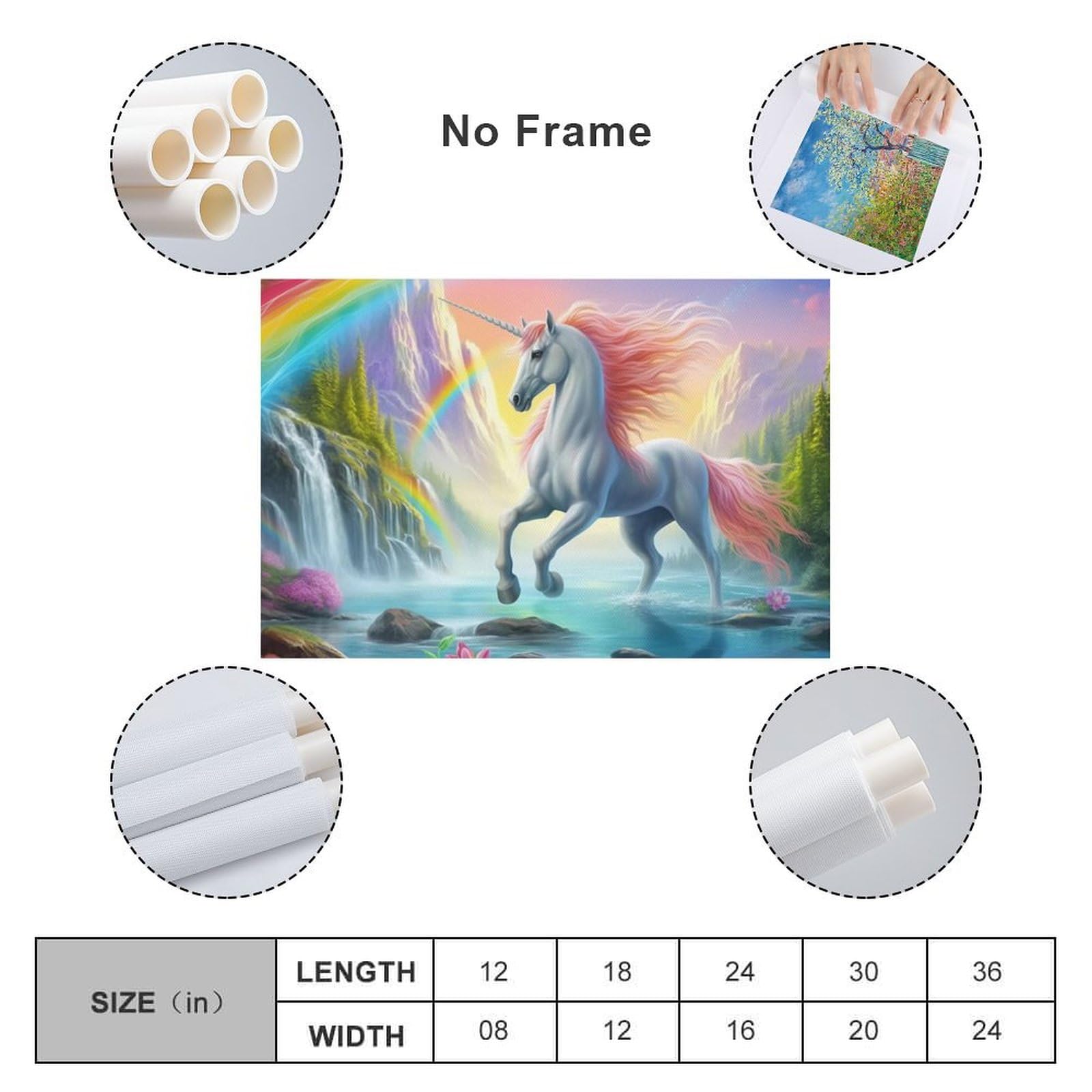 Amazon.com: KRECDKQ Unicorn Poster,Waterfall Rainbow Animation